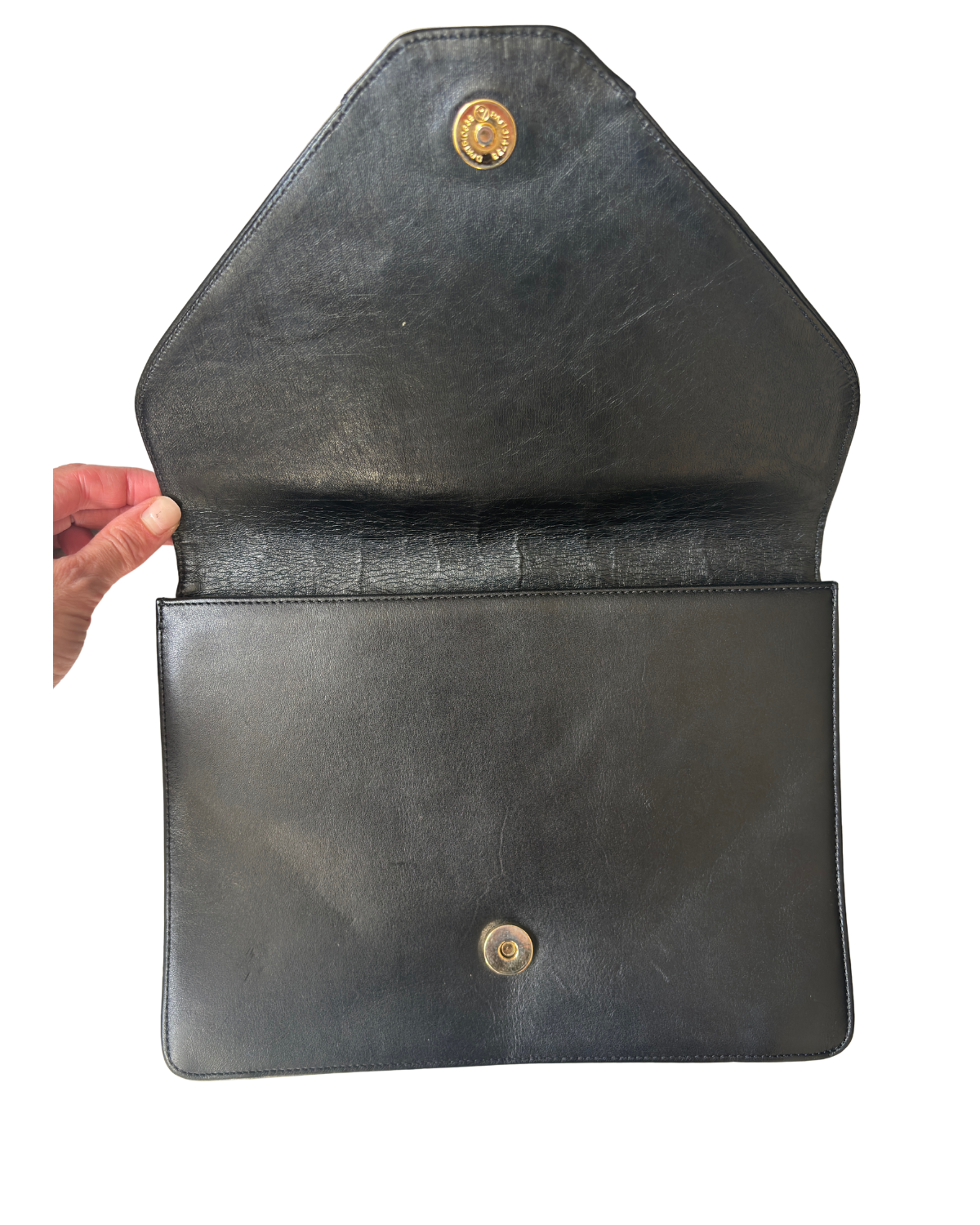 Vintage Dior Pleated Black Leather Shoulder Bag