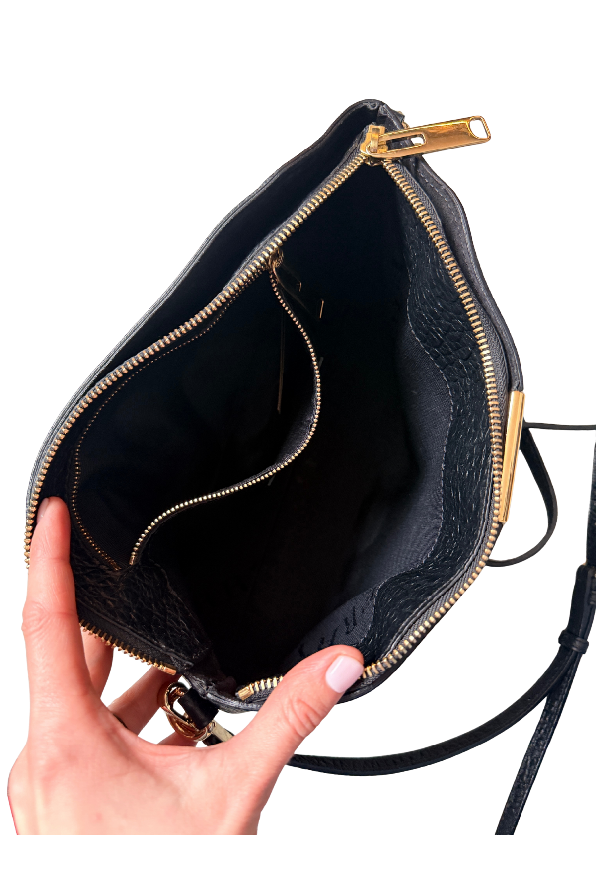 BURBERRY Black Embossed Check Heritage Grain Leather Chichester Crossbody Bag