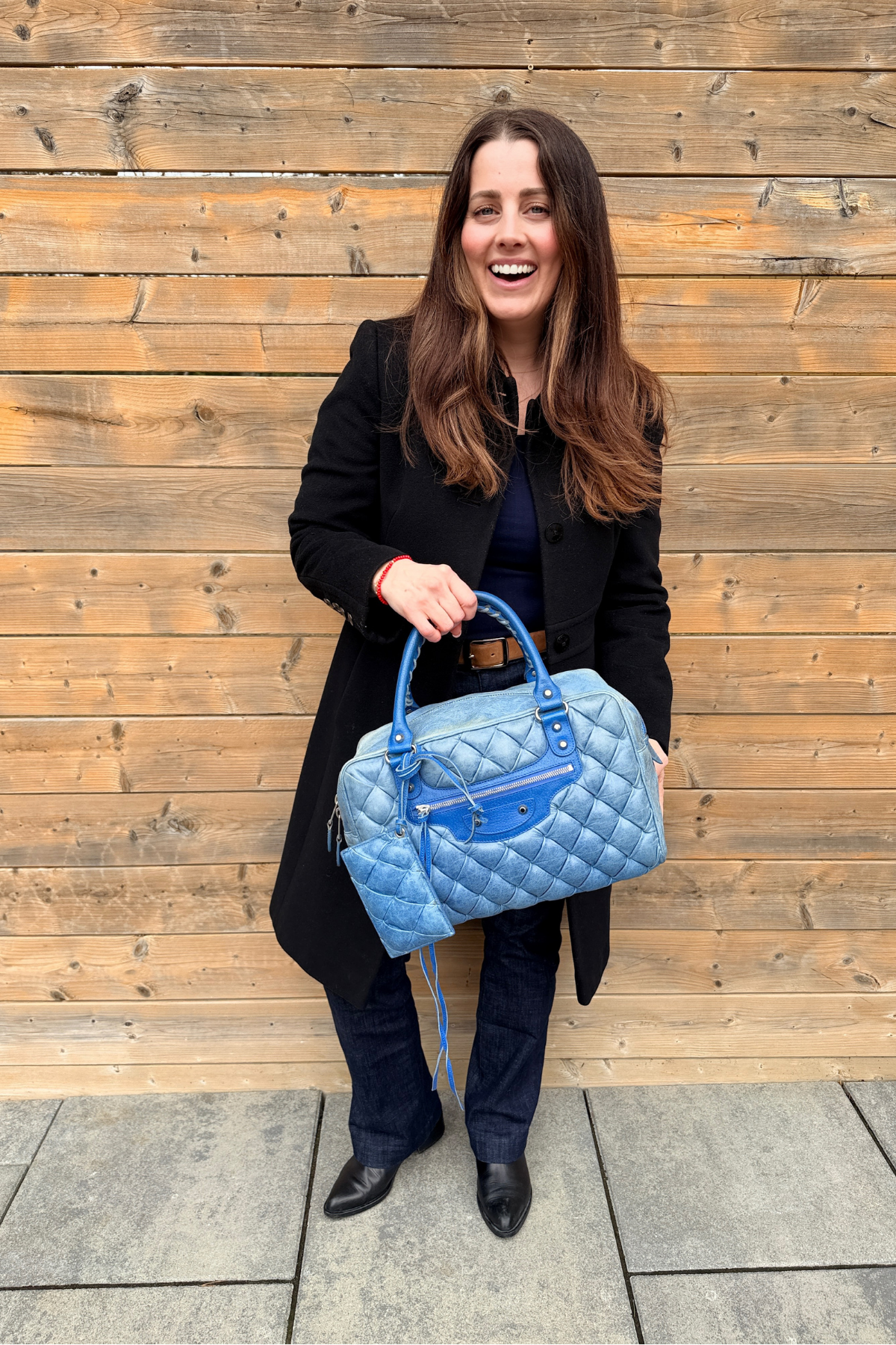 Balenciaga Sky Blue Quilted Lambskin Matelassé GM Boston Bag (with Mirror) (2008)