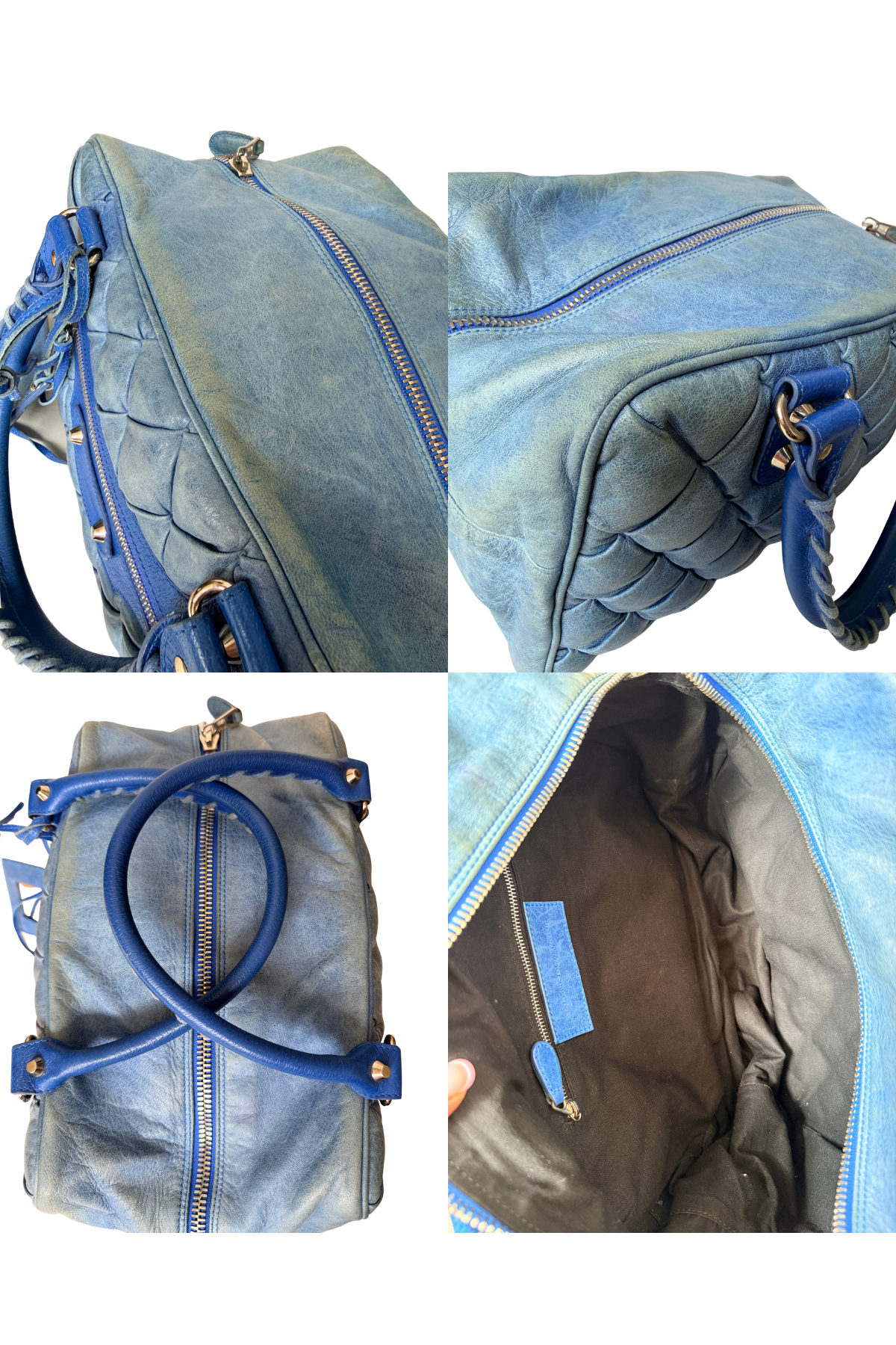 Balenciaga Sky Blue Quilted Lambskin Matelassé GM Boston Bag (with Mirror) (2008)