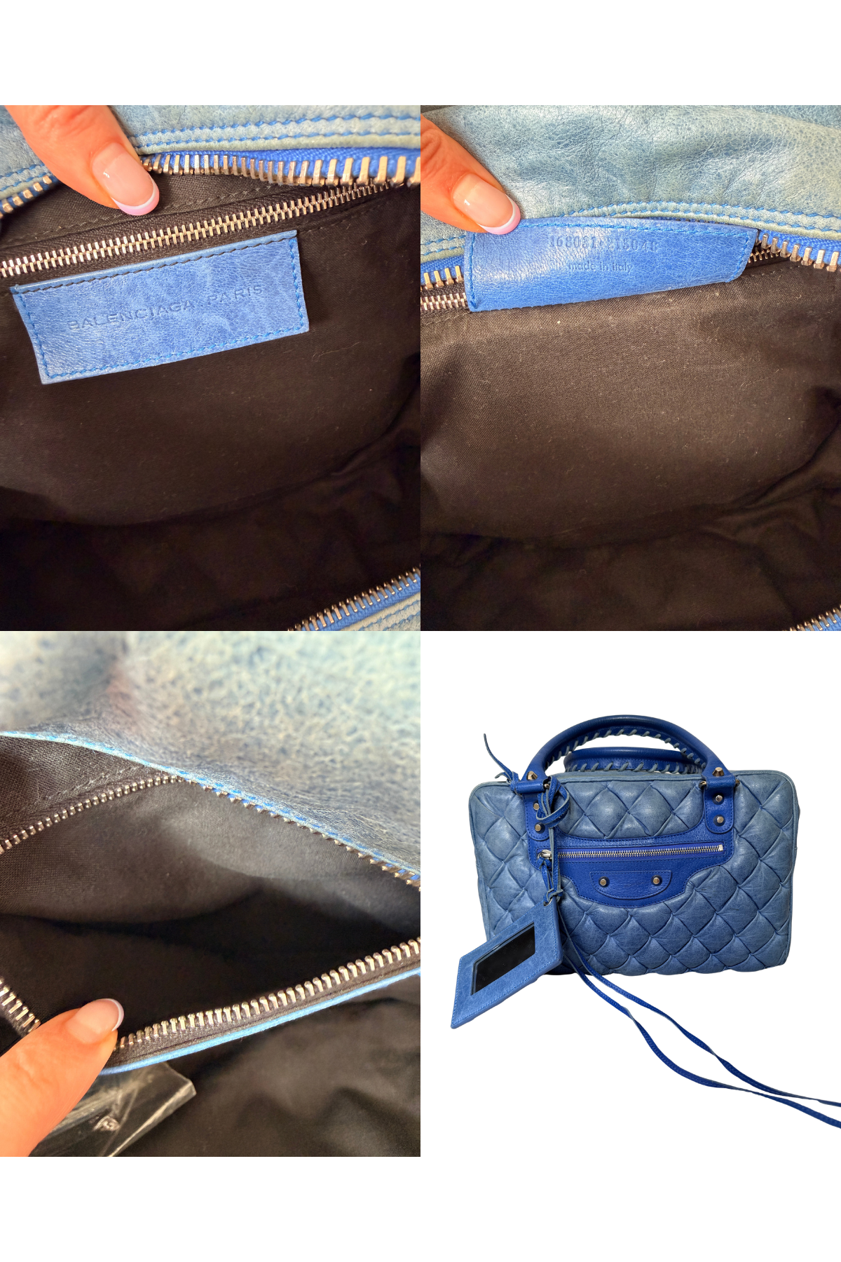 Balenciaga Sky Blue Quilted Lambskin Matelassé GM Boston Bag (with Mirror) (2008)