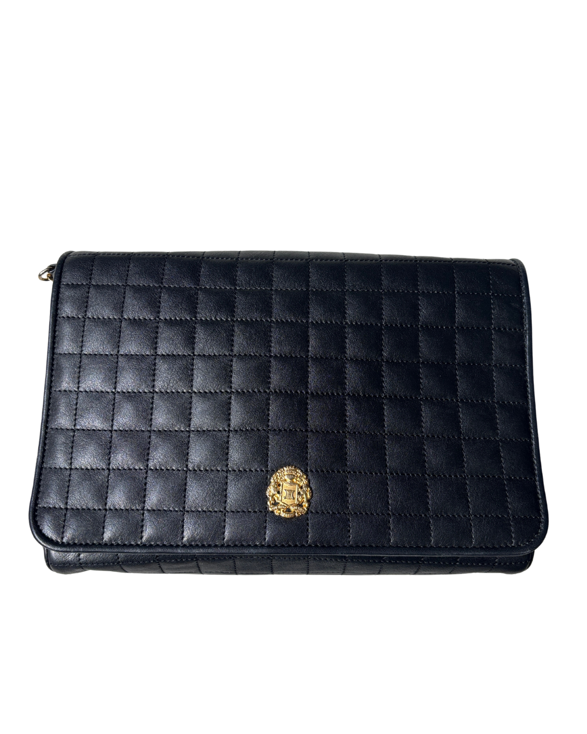 CELINE Vintage Crest Emblem Quilted Shoulder Bag