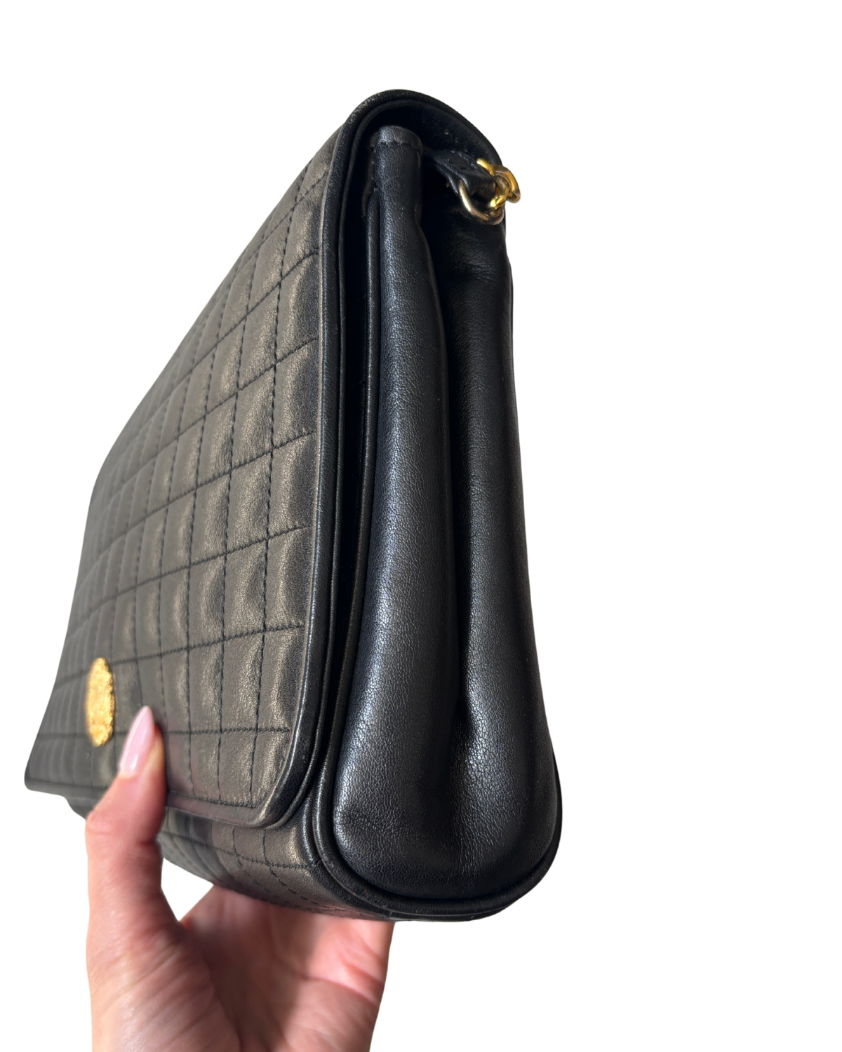 CELINE Vintage Crest Emblem Quilted Shoulder Bag
