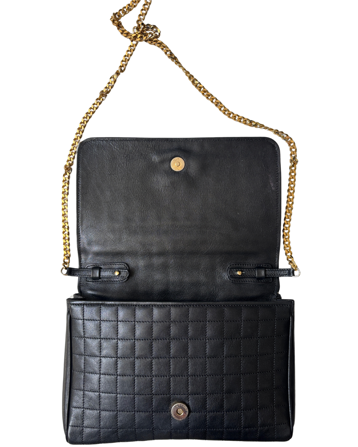 CELINE Vintage Crest Emblem Quilted Shoulder Bag
