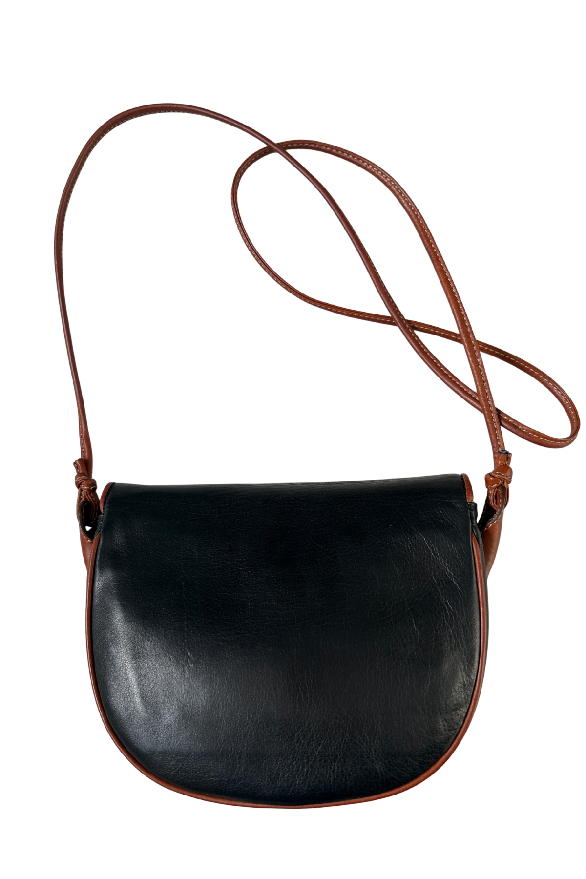 Celine Vintage Black Leather with Brown Trim Crossbody