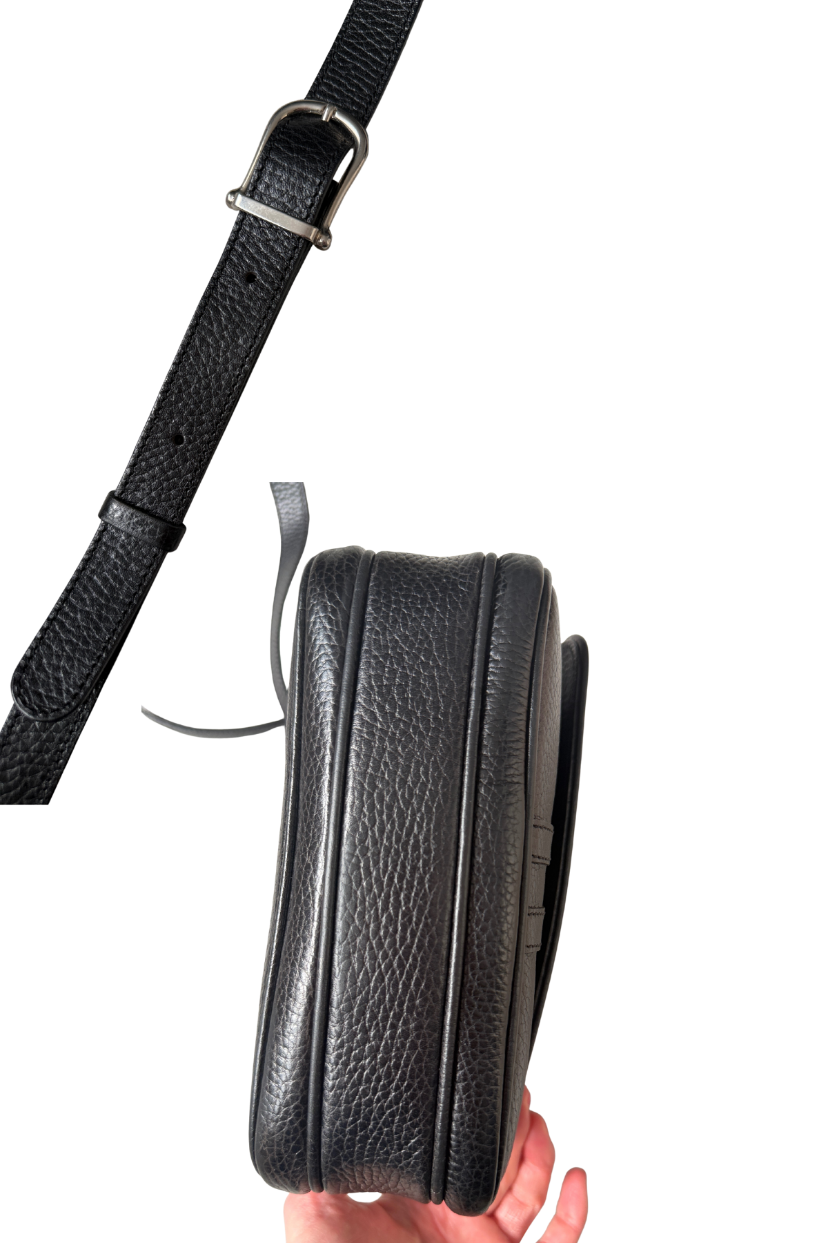 Celine Vintage Pebbled Black Leather Crossbody Bag