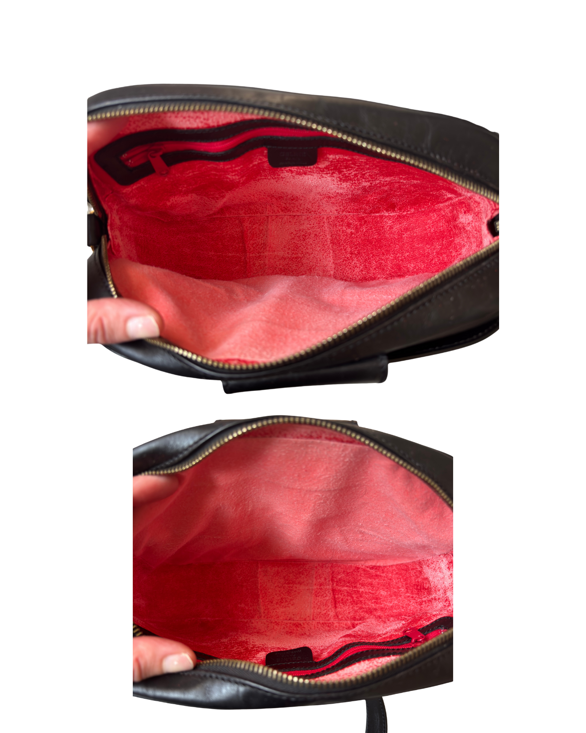 Vintage Celine Black Leather Camera Bag with Gold Hardware