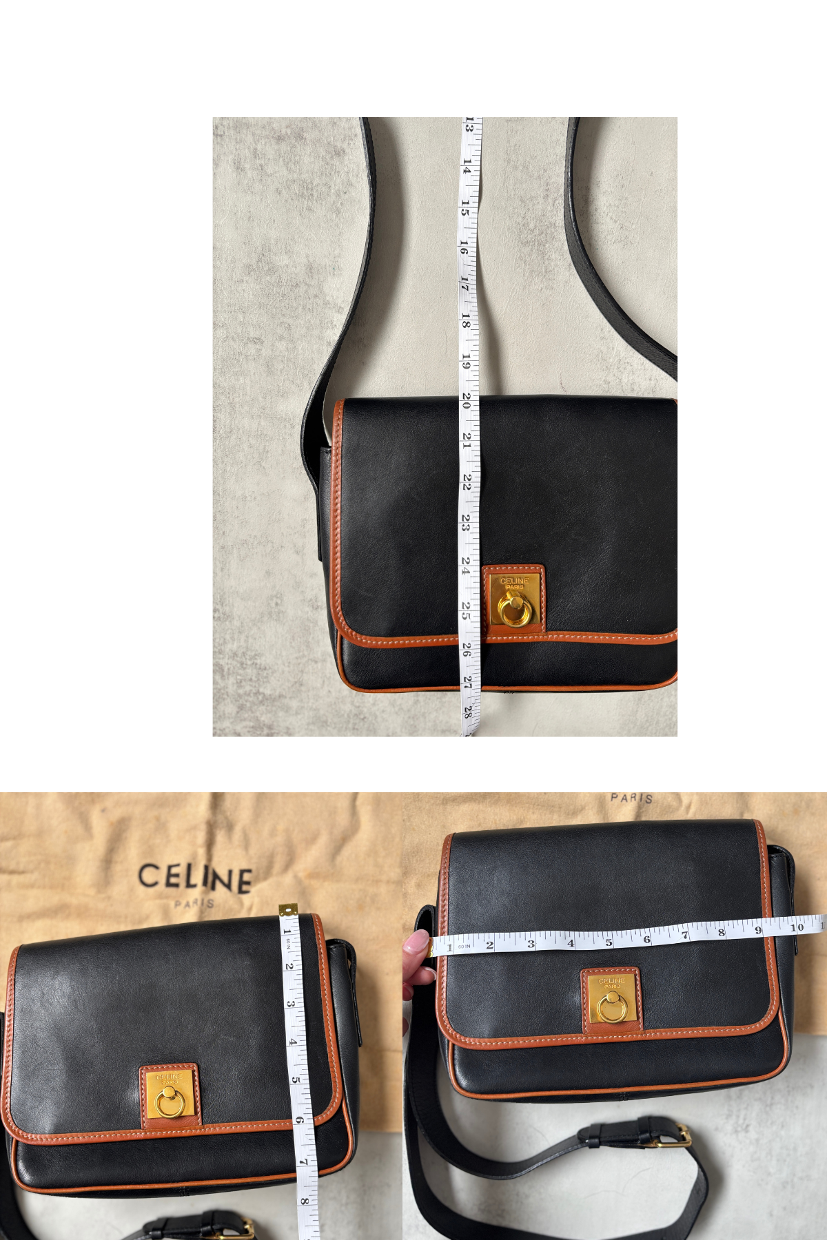 CELINE Vintage Black Box Leather Crossbody