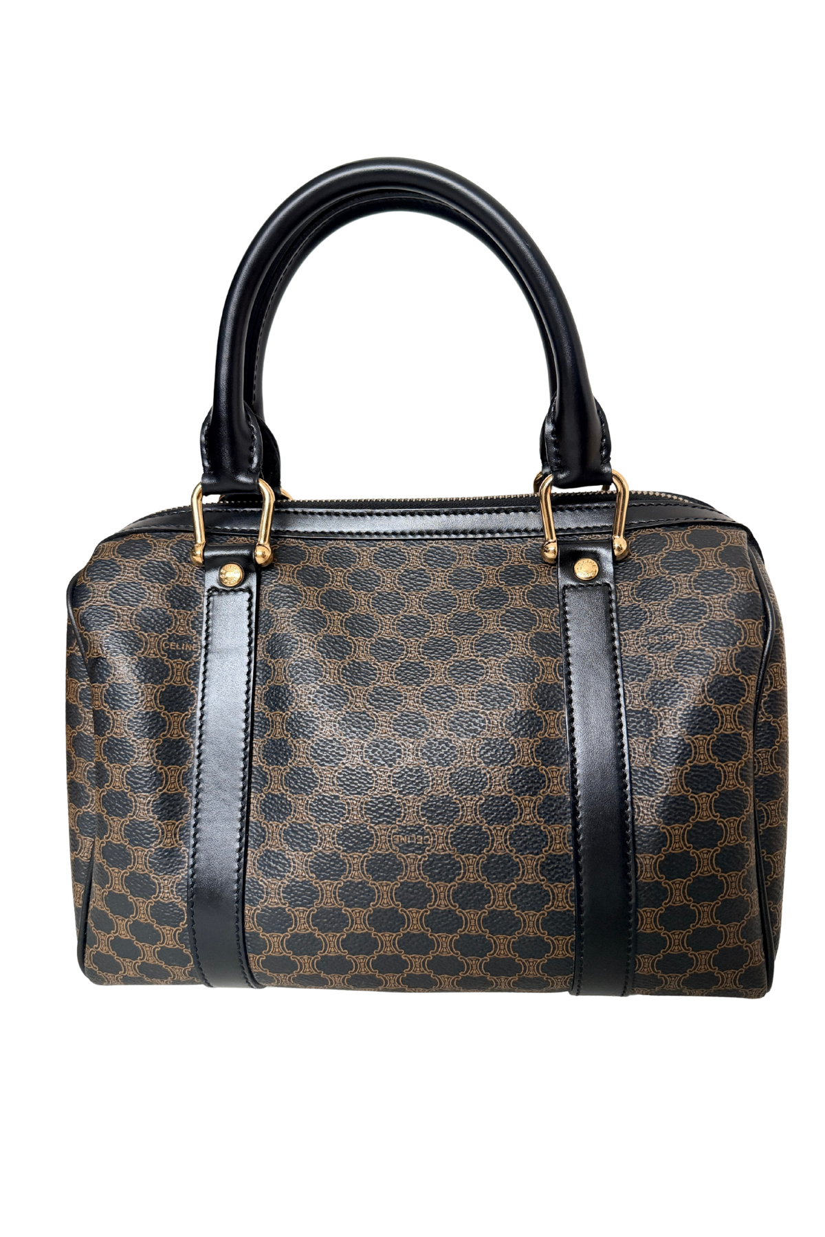 Celine Black Macadam Coated Canvas Boston 25 Handbag