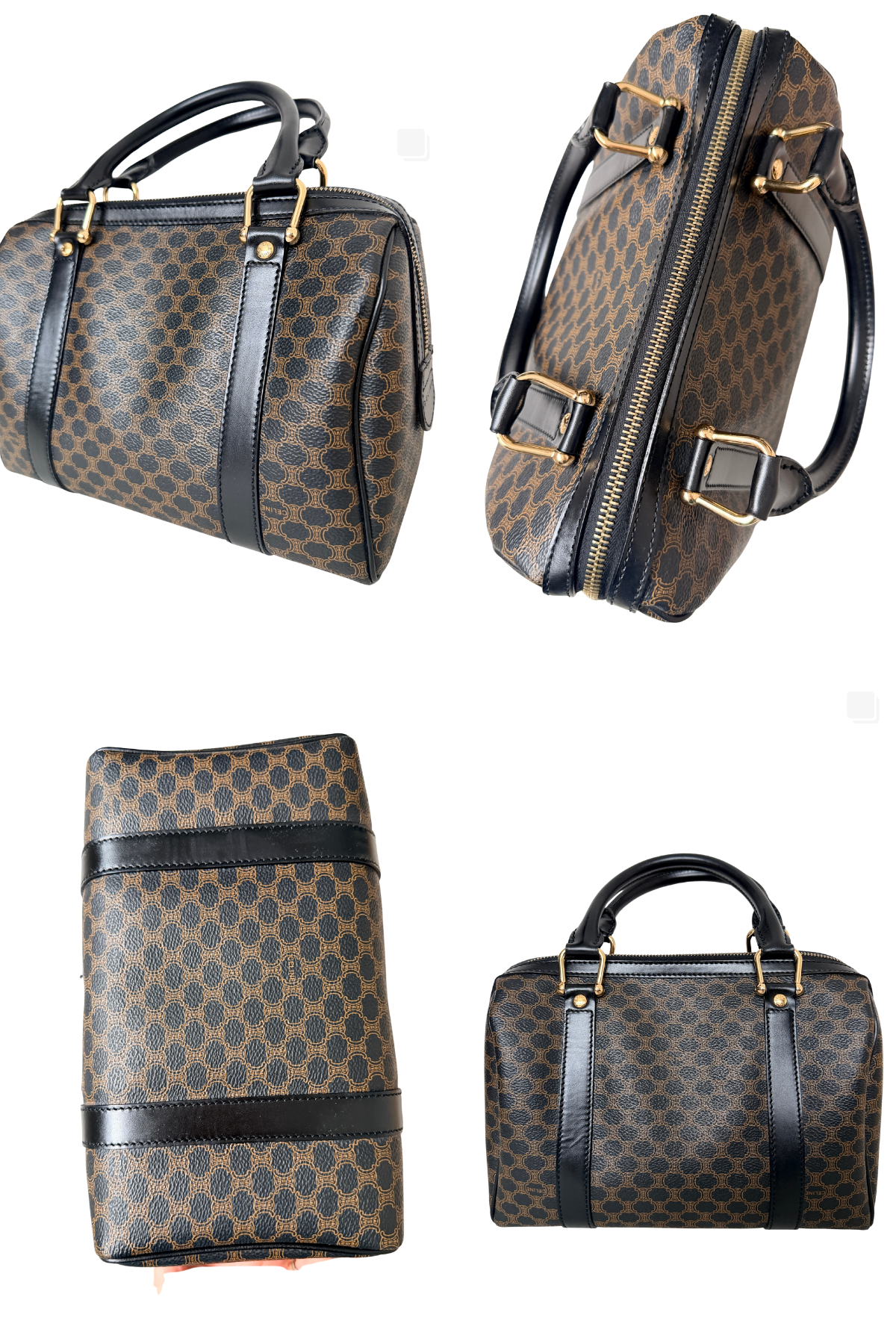 Celine Black Macadam Coated Canvas Boston 25 Handbag