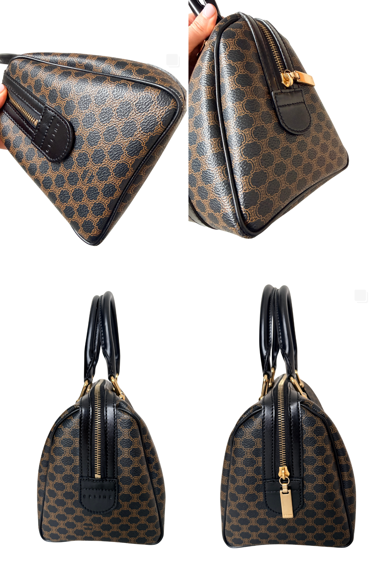 Celine Black Macadam Coated Canvas Boston 25 Handbag