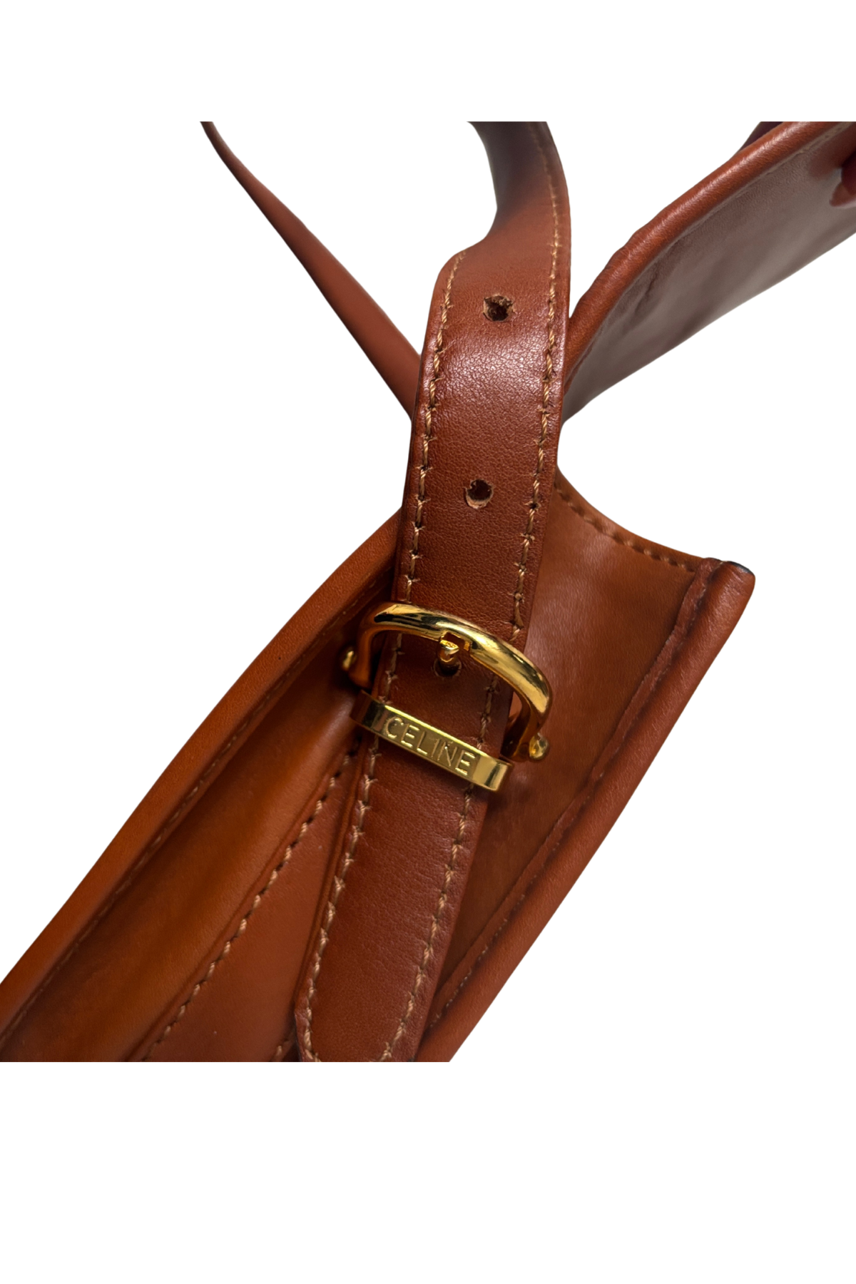 CELINE Vintage Saddle Cognac Box Calf Crossbody (1980s–90s)