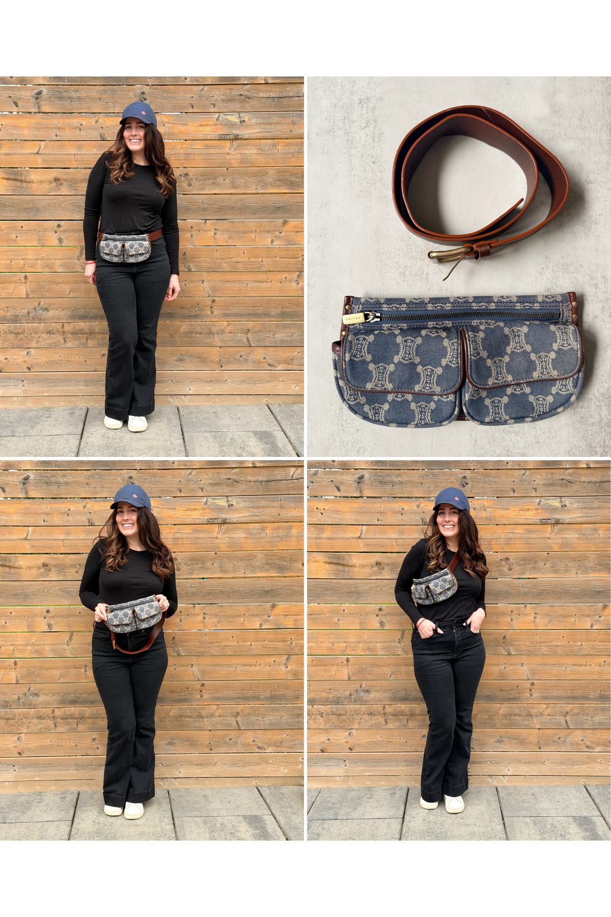 CELINE Denim Monogram Vintage Utility Waist Belt Bag