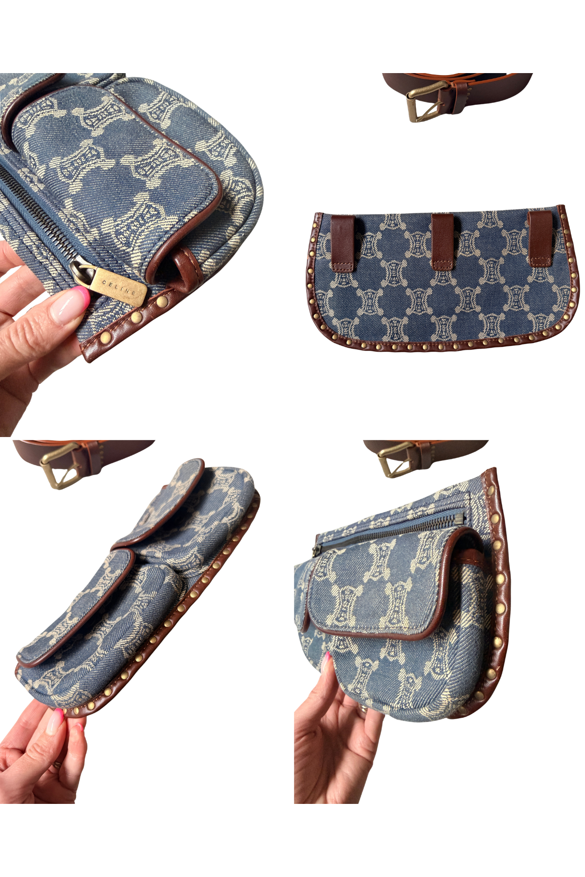 CELINE Denim Monogram Vintage Utility Waist Belt Bag