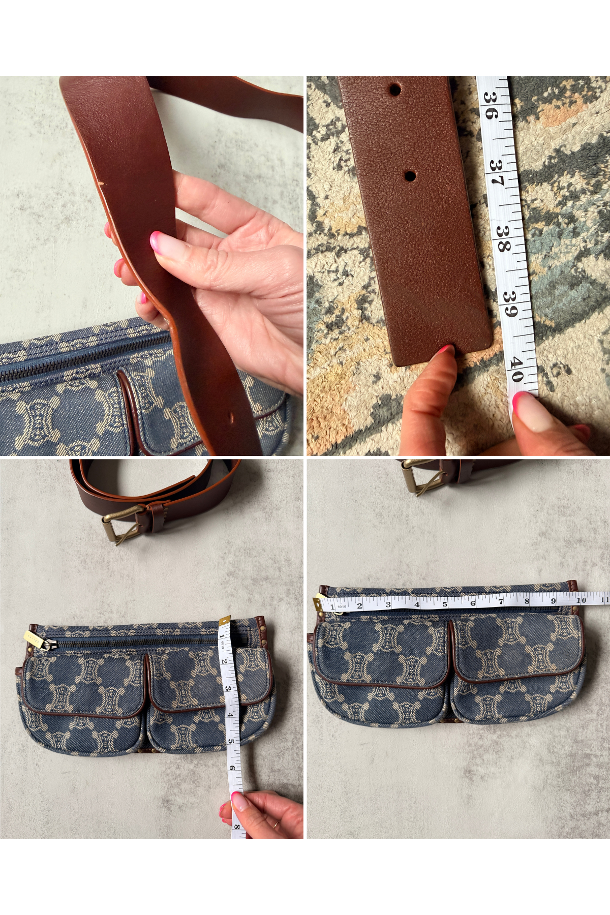 CELINE Denim Monogram Vintage Utility Waist Belt Bag
