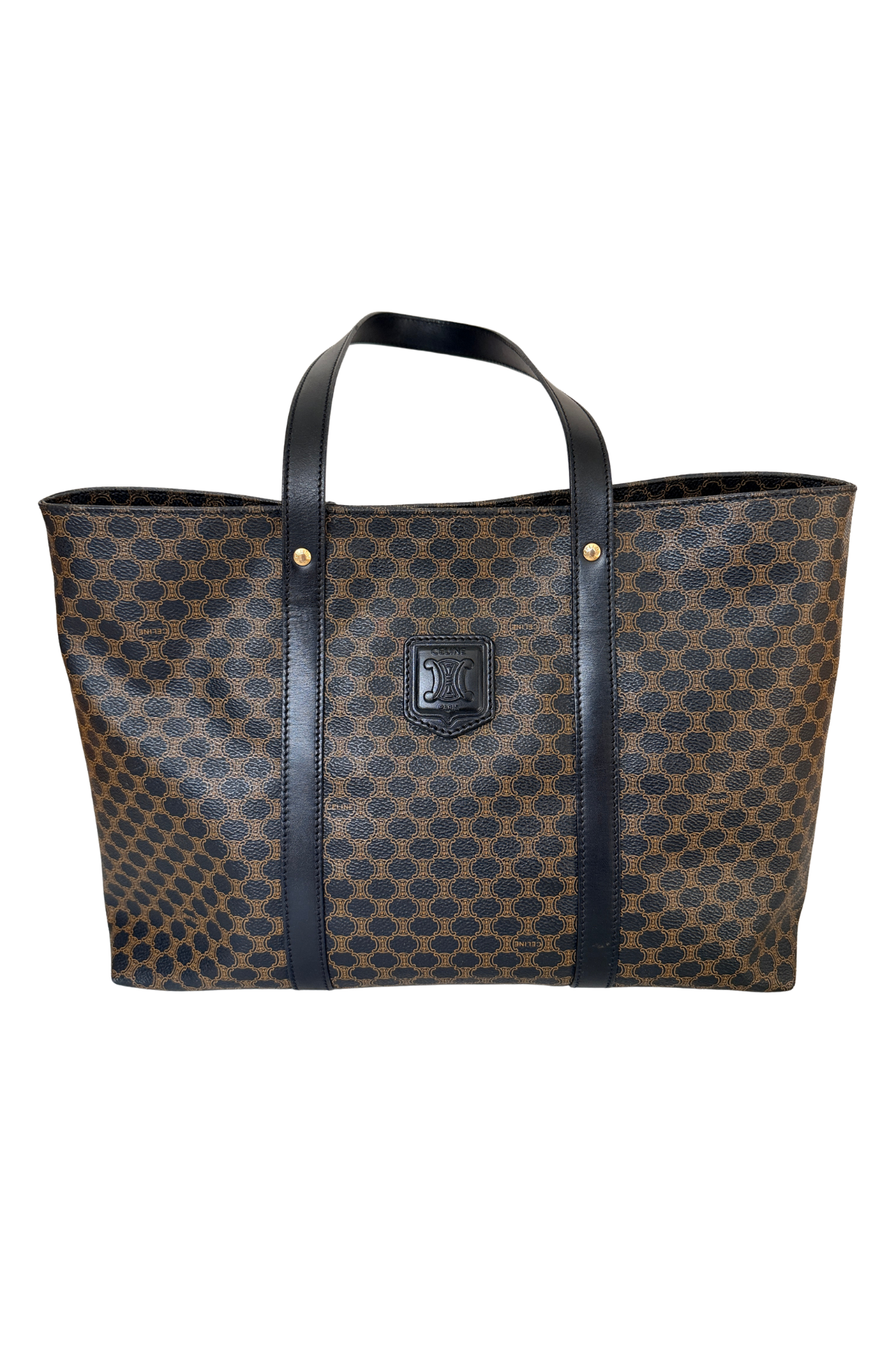 Celine Coated Canvas Black Macadam Vintage Shoulder Tote (1998)
