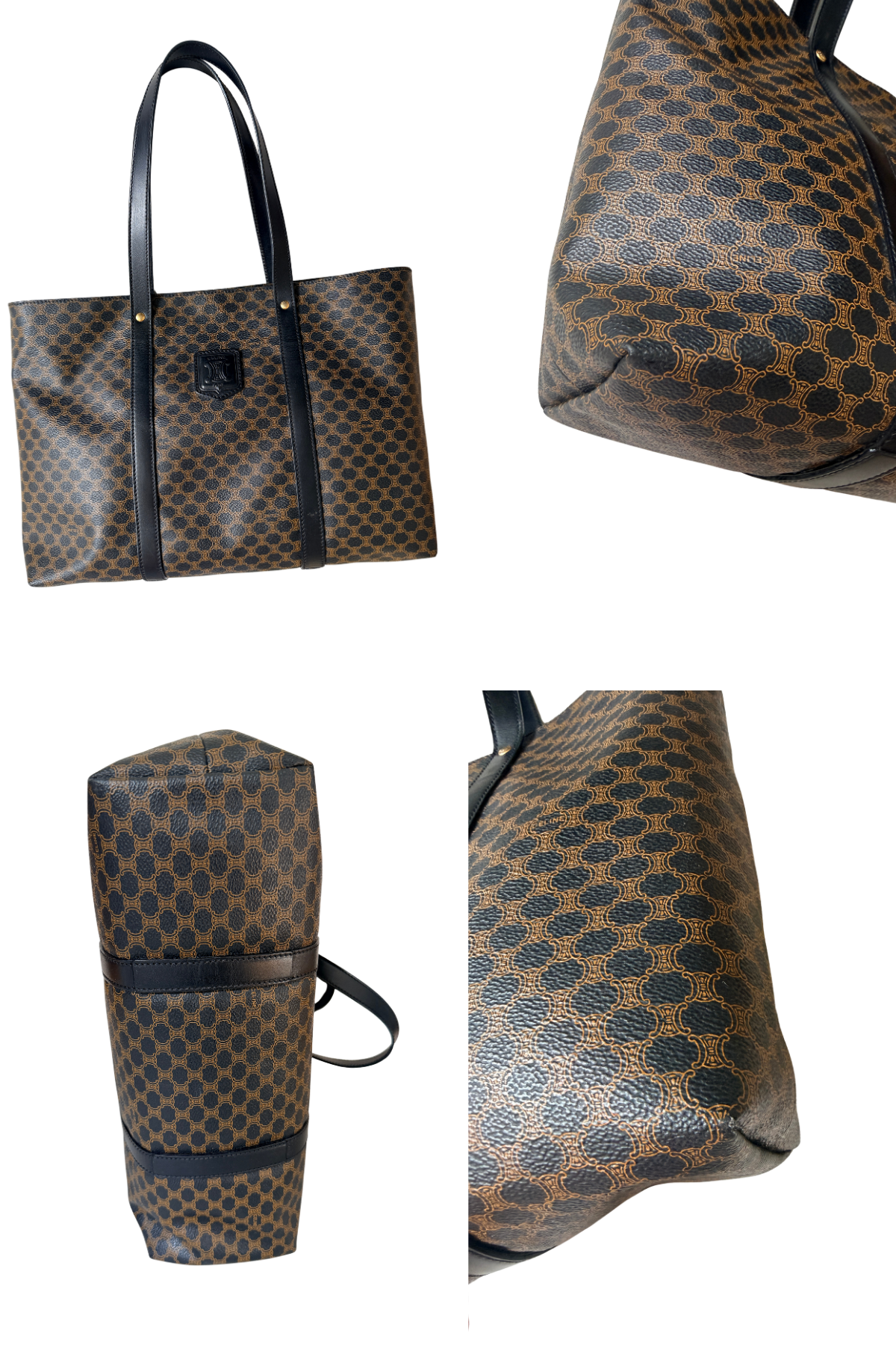 Celine Coated Canvas Black Macadam Vintage Shoulder Tote (1998)
