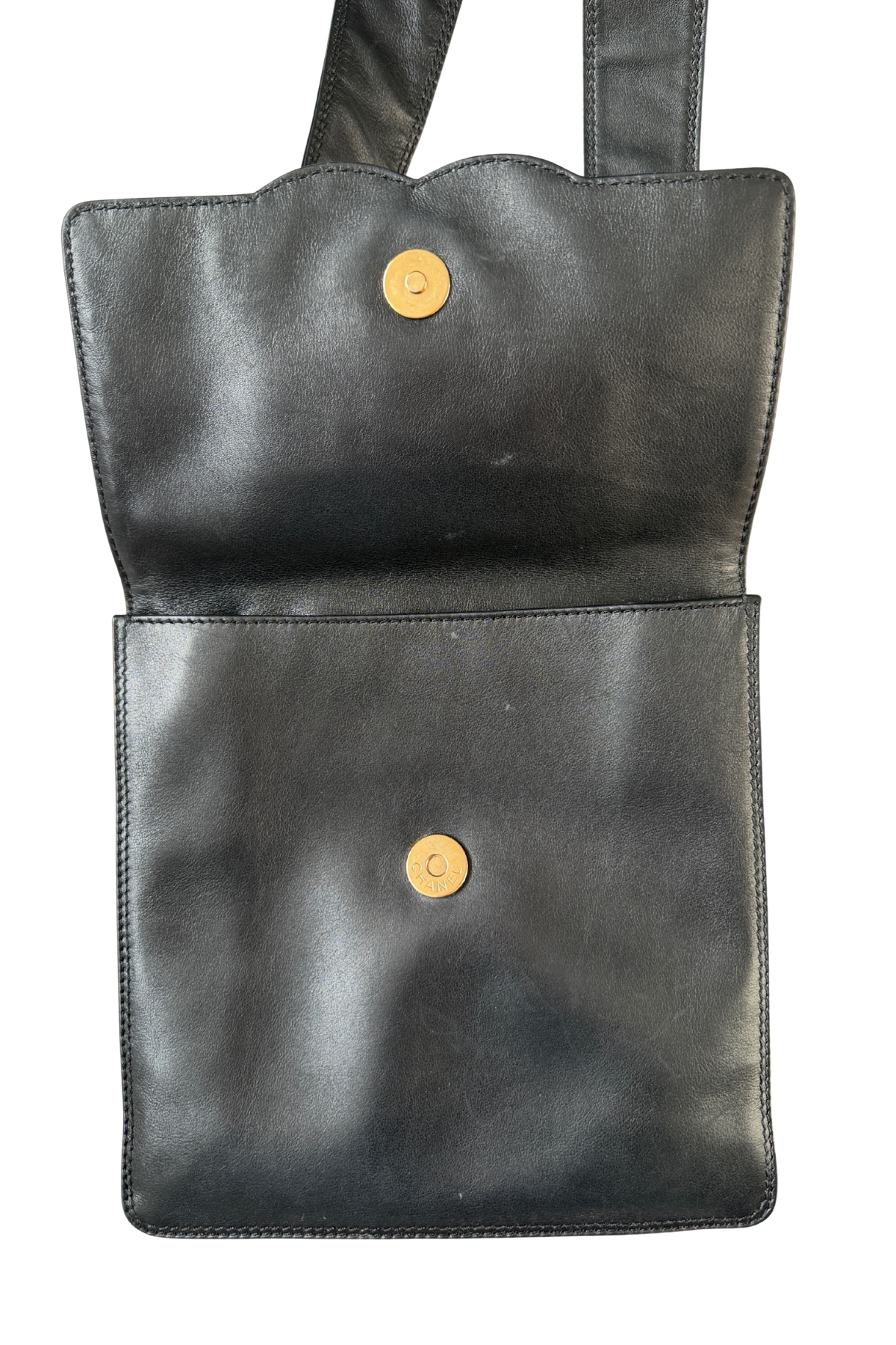 Chanel Vintage CC Flap Black Lambskin Messenger Bag 1997–1999