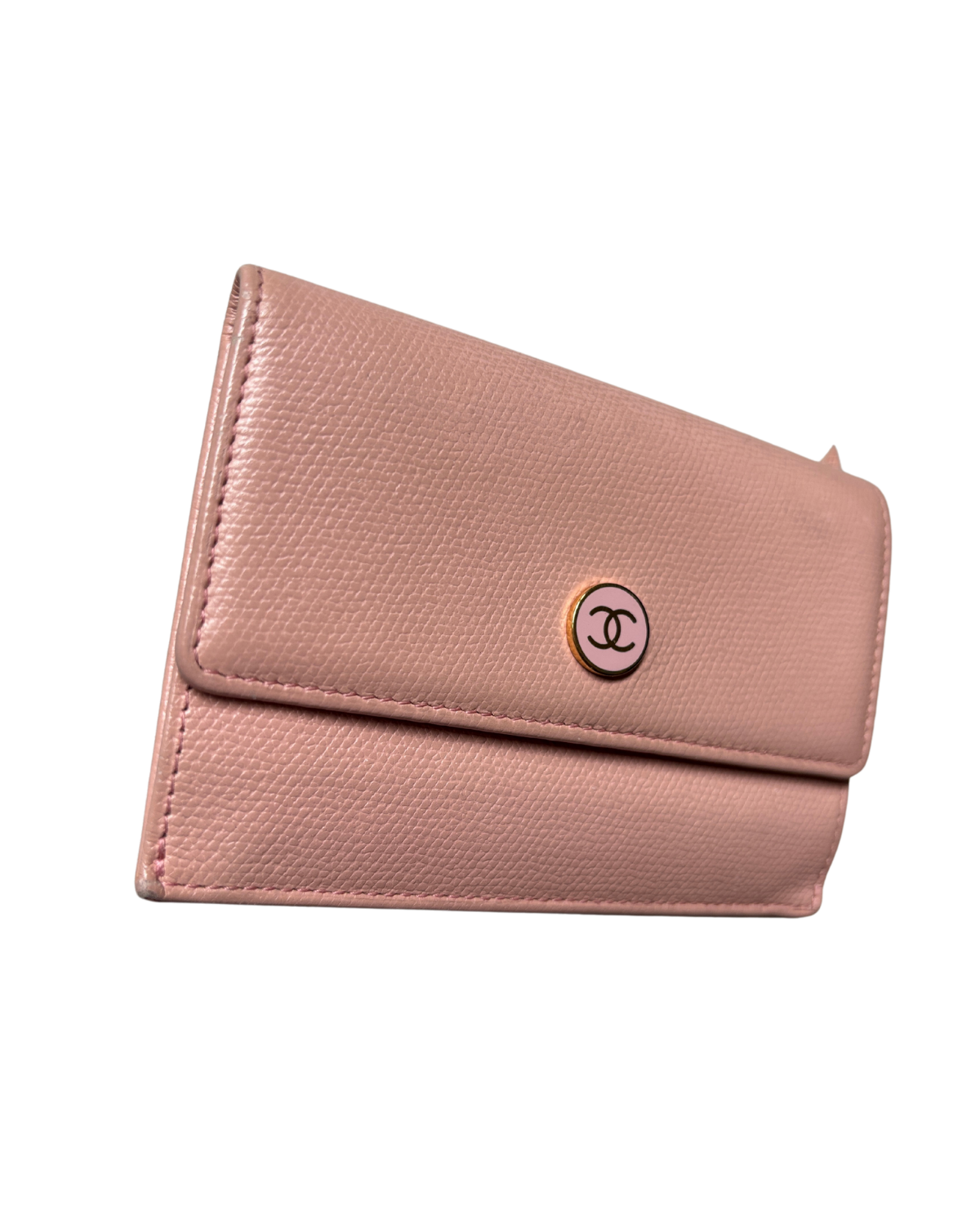 Chanel CC Button Flap Wallet in Pink Caviar (early 2000's)
