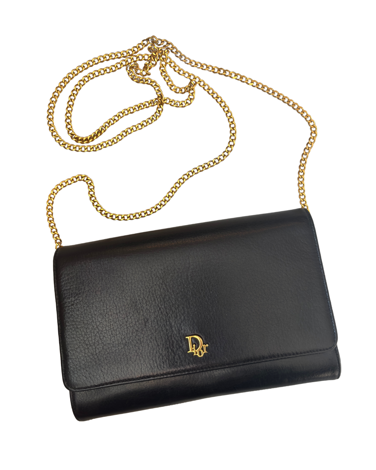 Dior Vintage Small Black Leather Bag / Clutch