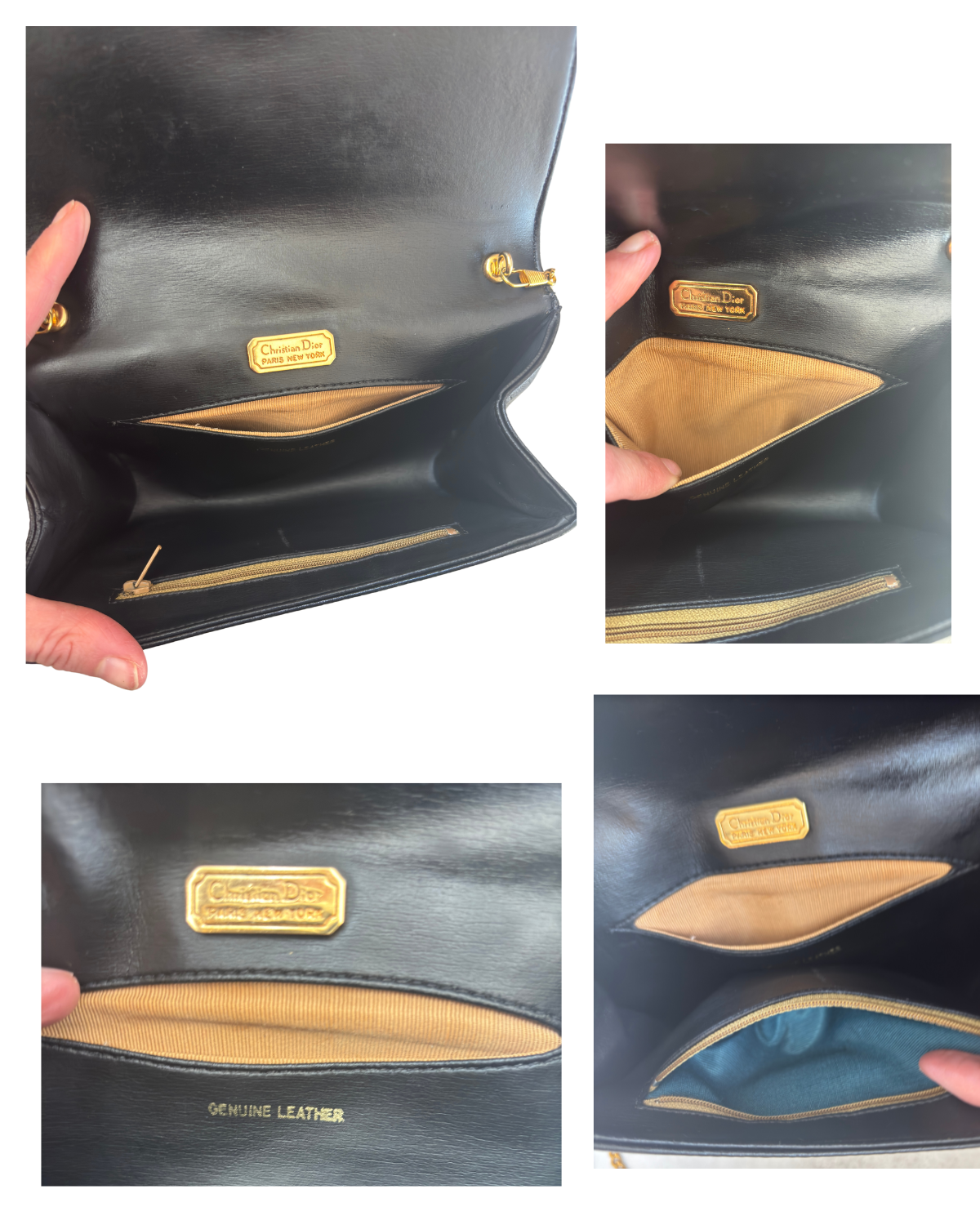 Dior Vintage Small Black Leather Bag / Clutch