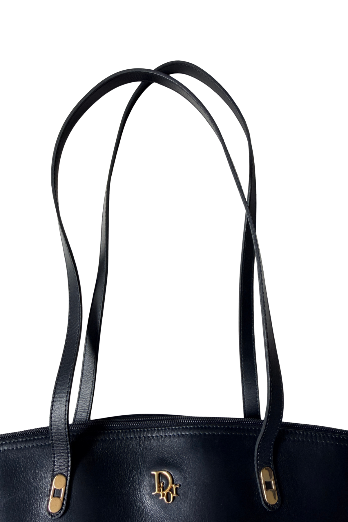 Christian Dior Black Coated Canvas Honeycomb Monogram/Leather Shoulder Tote (1980's)