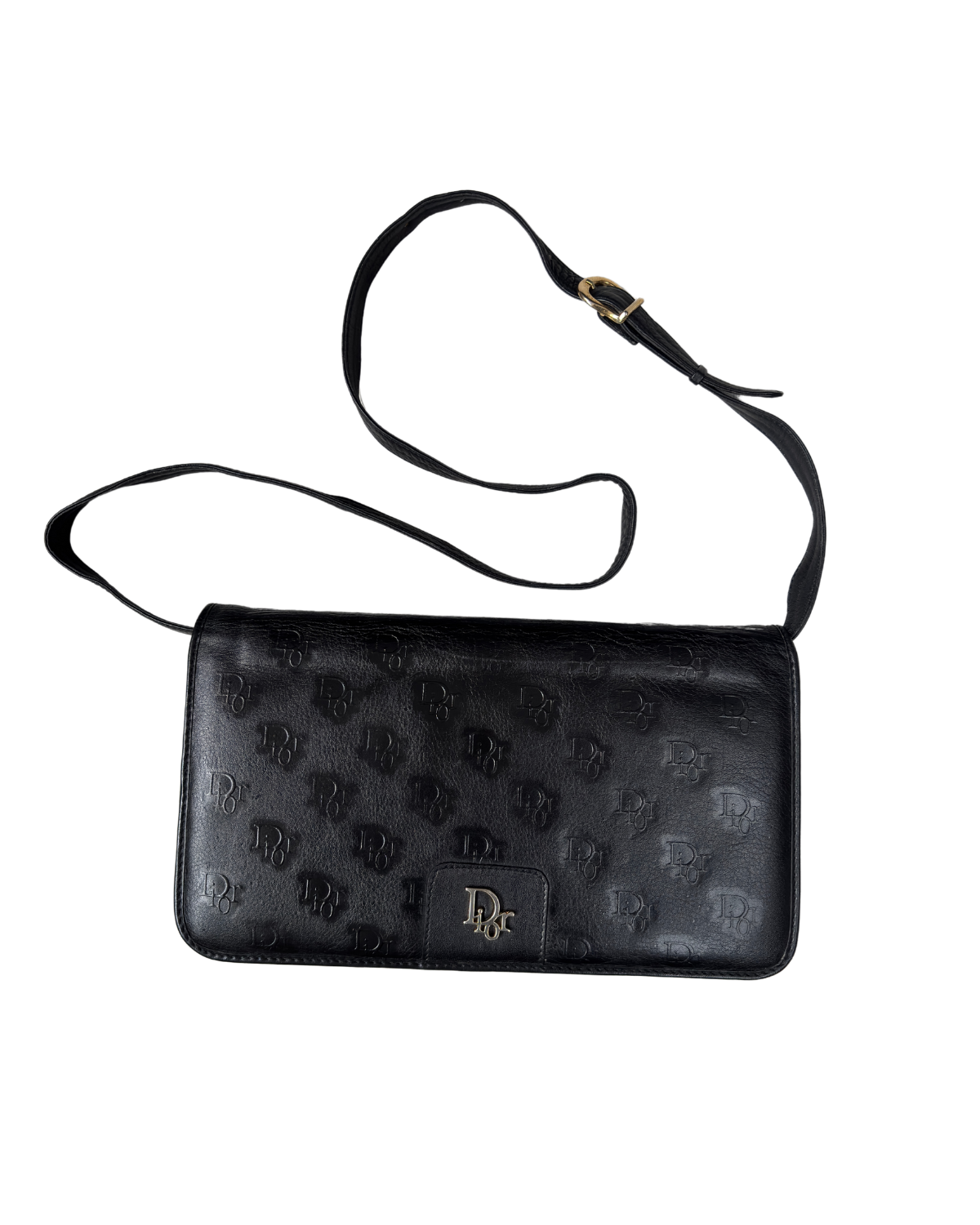 Dior (RARE) Leather Embossed Dior Clutch / Shoulder Bag