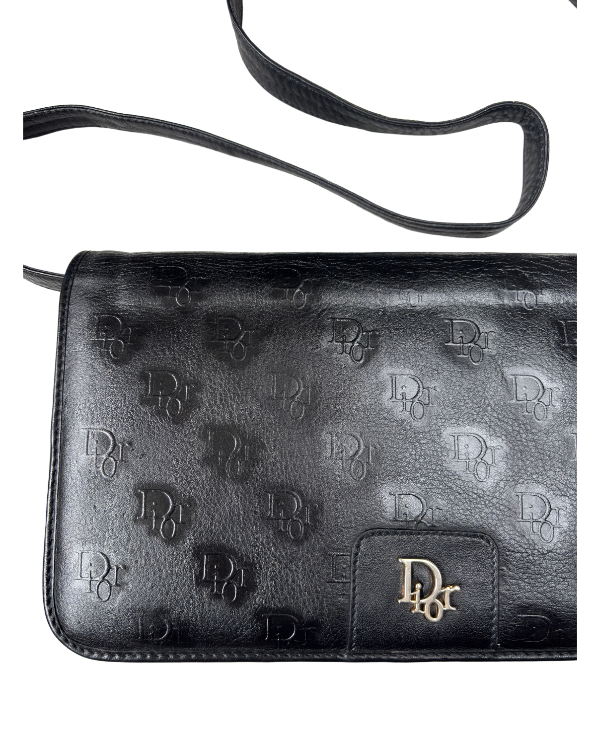 Dior (RARE) Leather Embossed Dior Clutch / Shoulder Bag