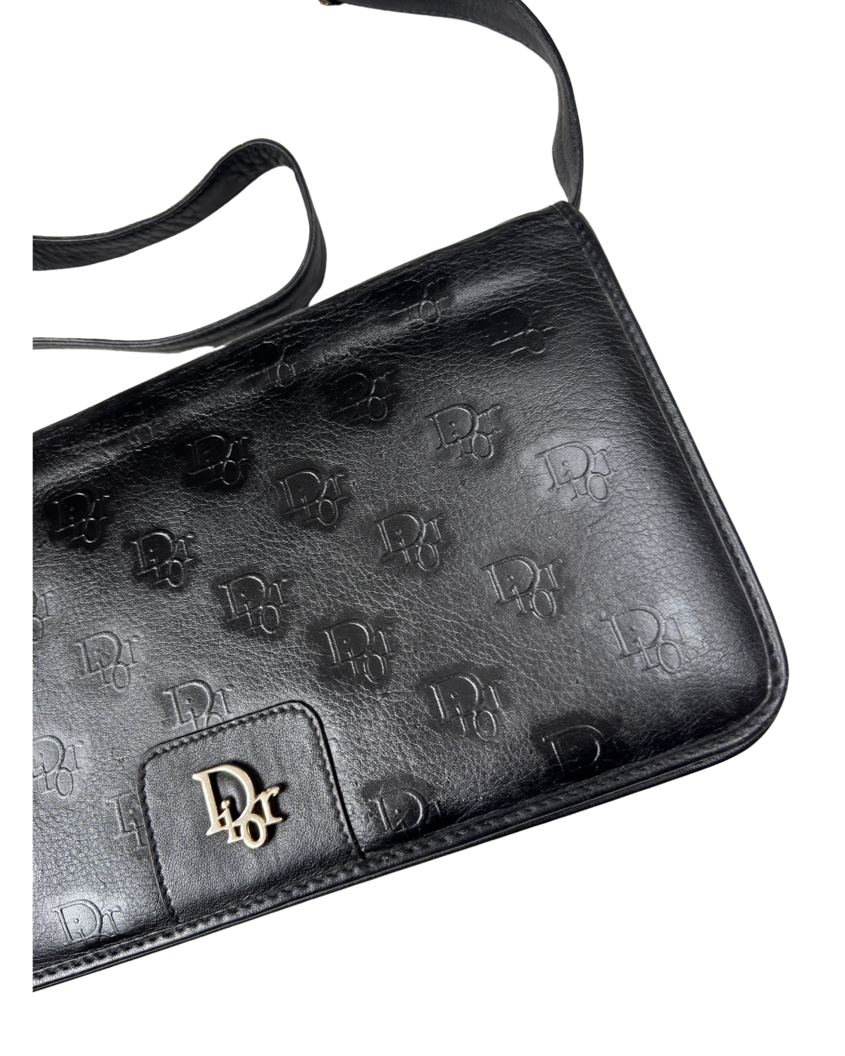 Dior (RARE) Leather Embossed Dior Clutch / Shoulder Bag