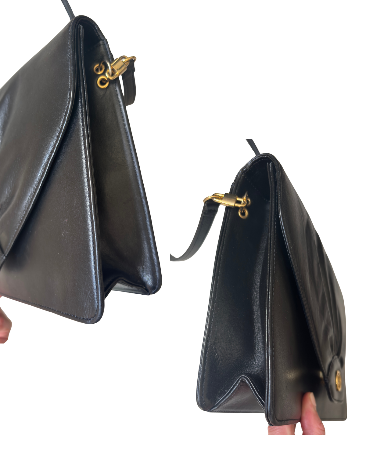Vintage Dior Pleated Black Leather Shoulder Bag