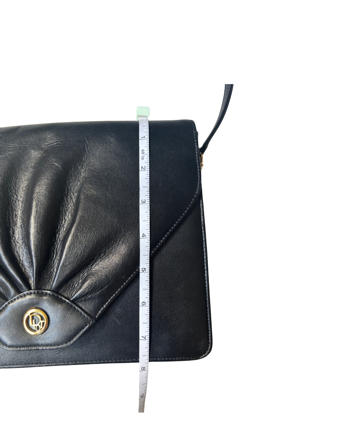 Vintage Dior Pleated Black Leather Shoulder Bag