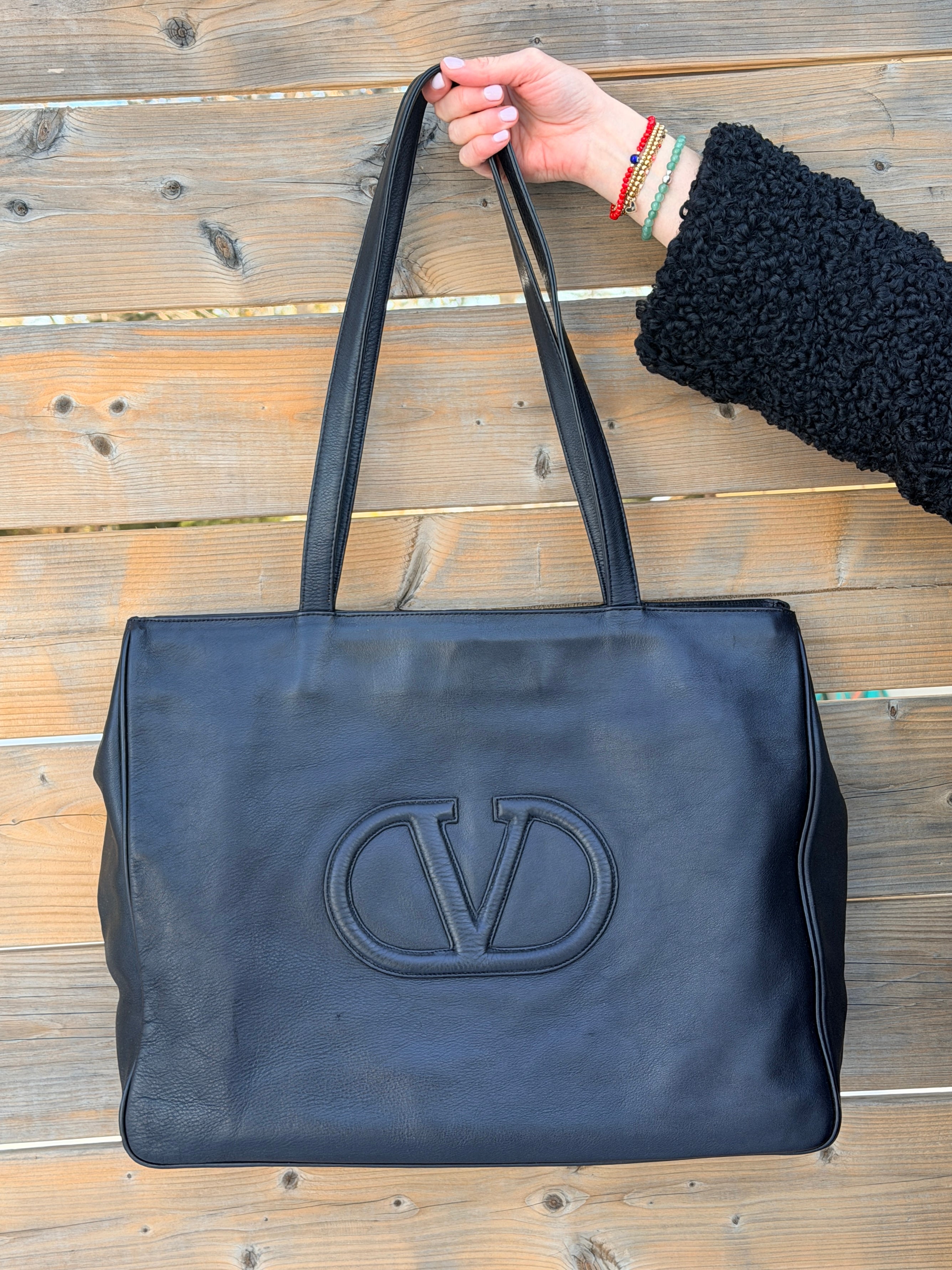 Valentino Black Soft Leather Large Tote