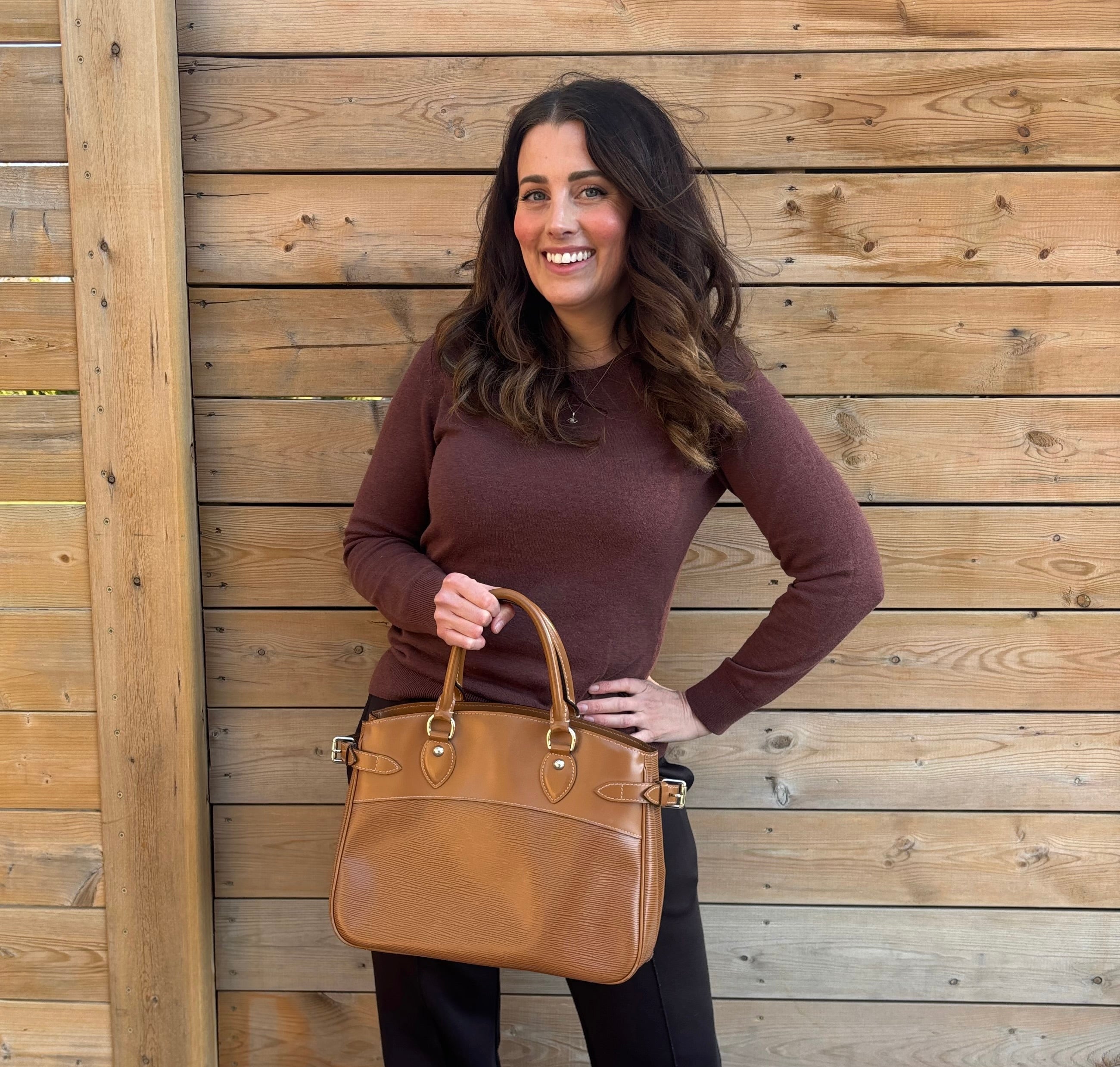 Louis Vuitton Cognac Epi Leather Passy PM Handbag