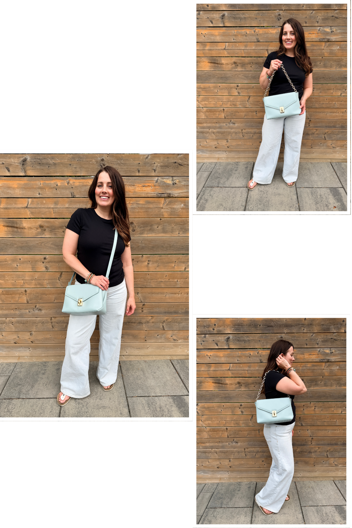 Furla Meridiana M Leather Shoulder Bag in Light Blue