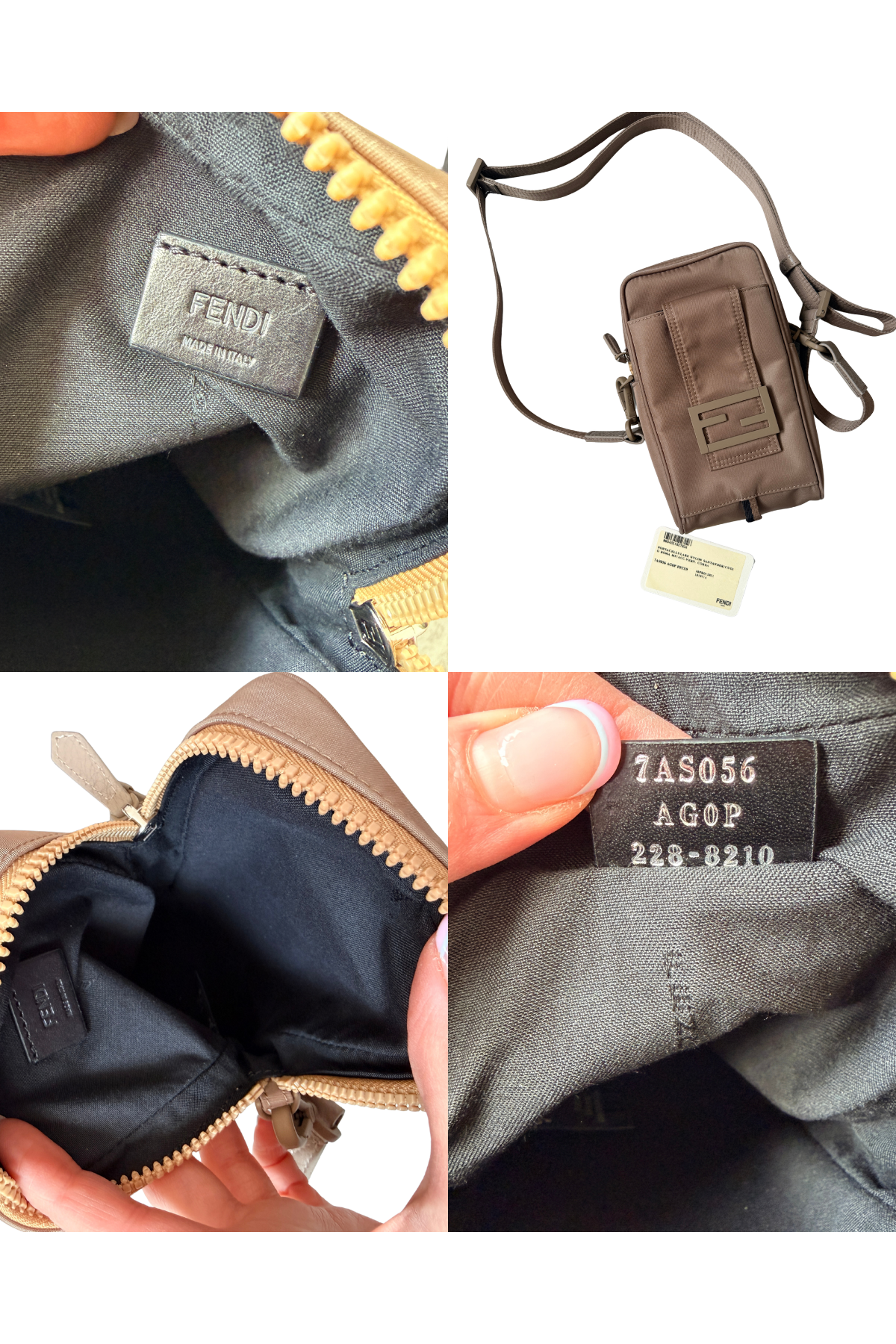 Fendi Beige Baguette Nylon Utility Phone Mini Bag