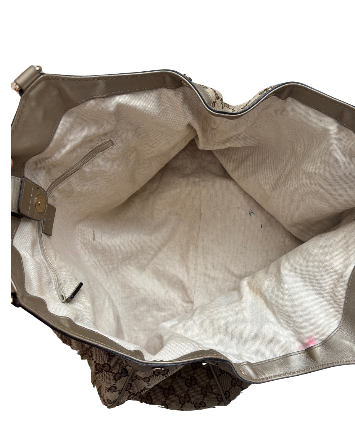 Gucci Sukey Large Tote in GG Monogram Canvas with Champagne Gold Leather Trim