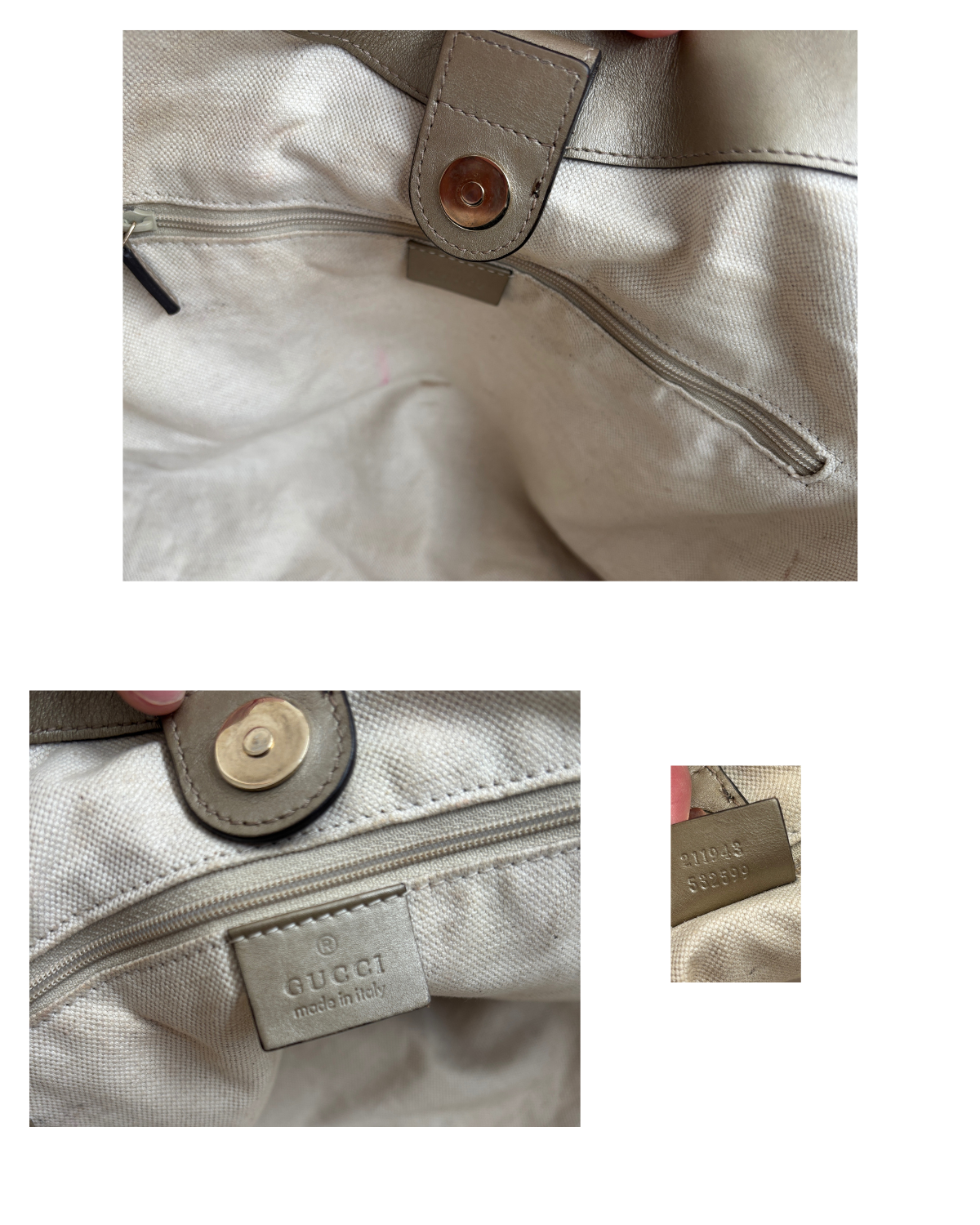 Gucci Sukey Large Tote in GG Monogram Canvas with Champagne Gold Leather Trim