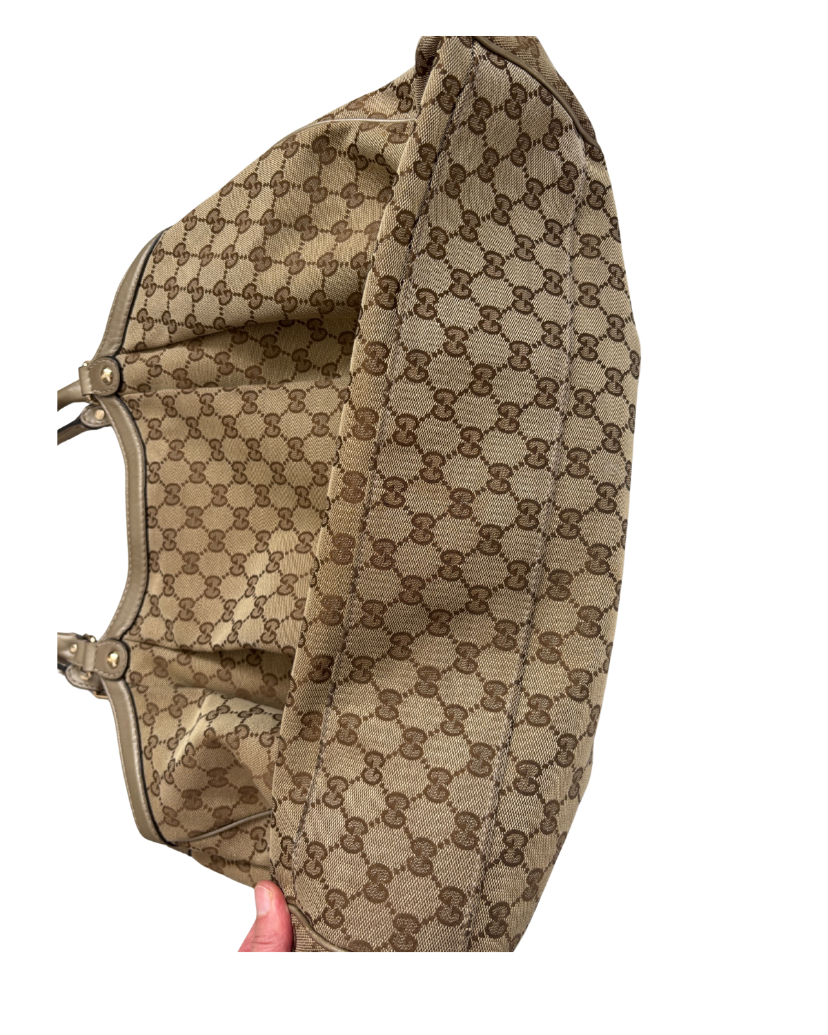 Gucci Sukey Large Tote in GG Monogram Canvas with Champagne Gold Leather Trim