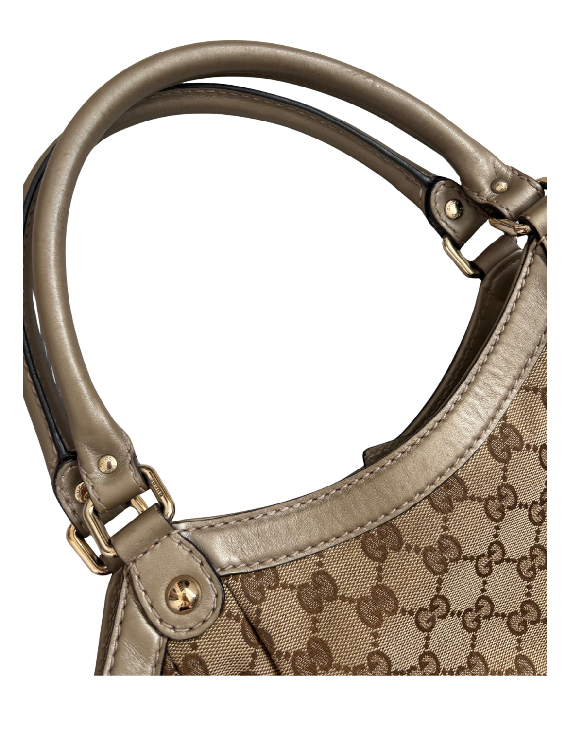 Gucci Sukey Large Tote in GG Monogram Canvas with Champagne Gold Leather Trim