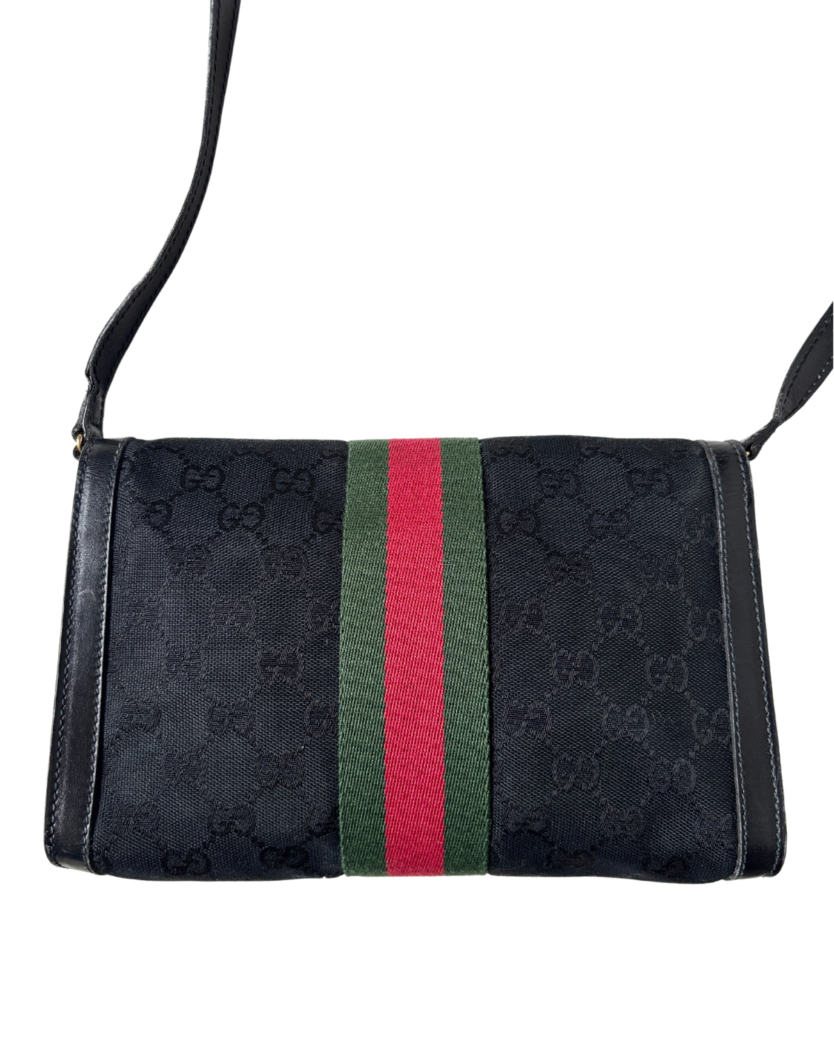 GUCCI Black Canvas Sherry Line 2 Way Bag