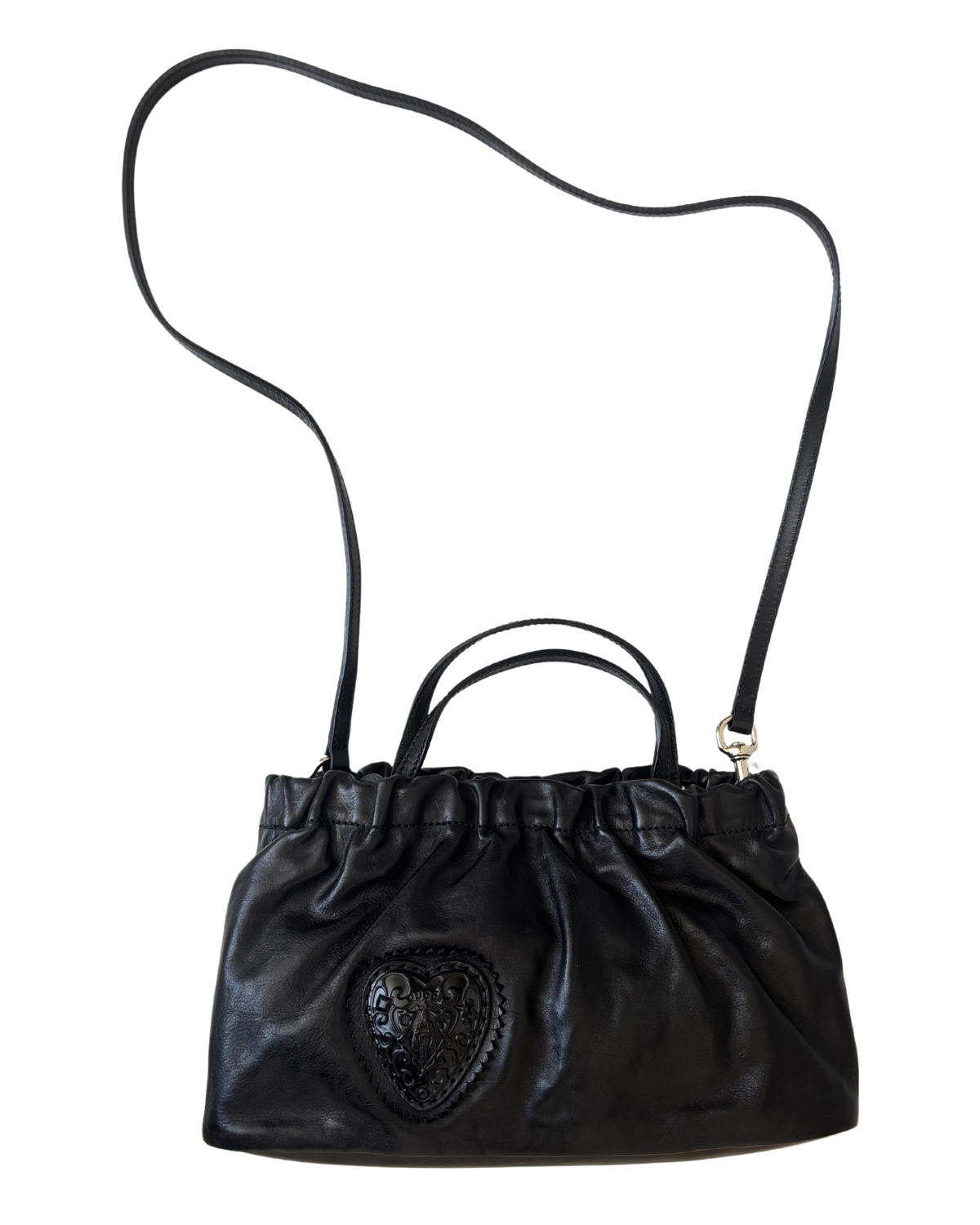 GUCCI Black Leather Heart 2 Way Bag