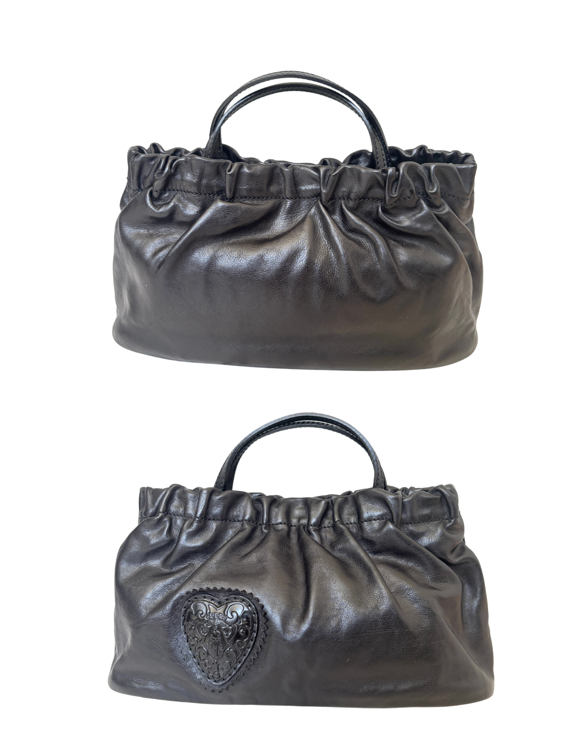 GUCCI Black Leather Heart 2 Way Bag