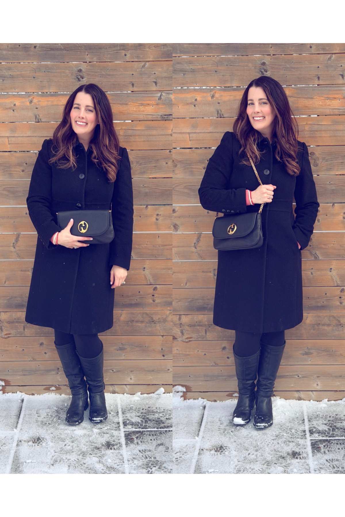 Gucci 1973 Medium Black Grained Leather 2in1 Bag