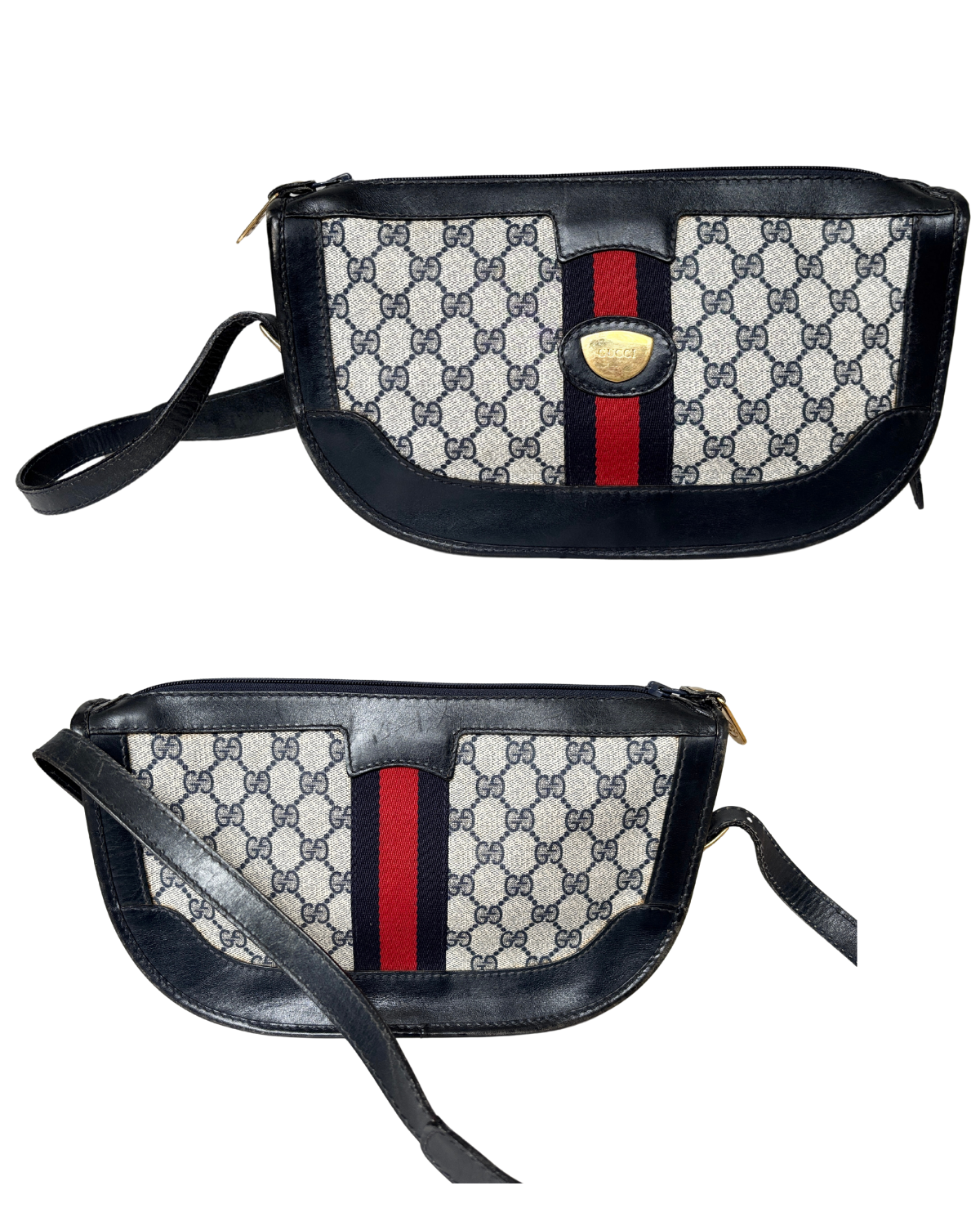 GUCCI GG Navy Supreme Vintage Shoulder Bag