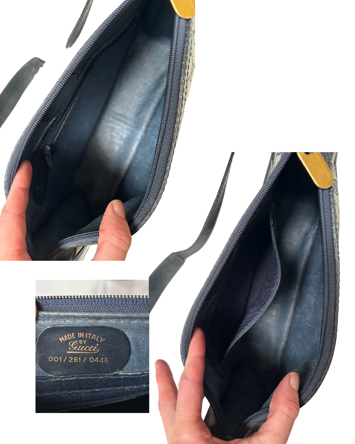 GUCCI GG Navy Supreme Vintage Shoulder Bag