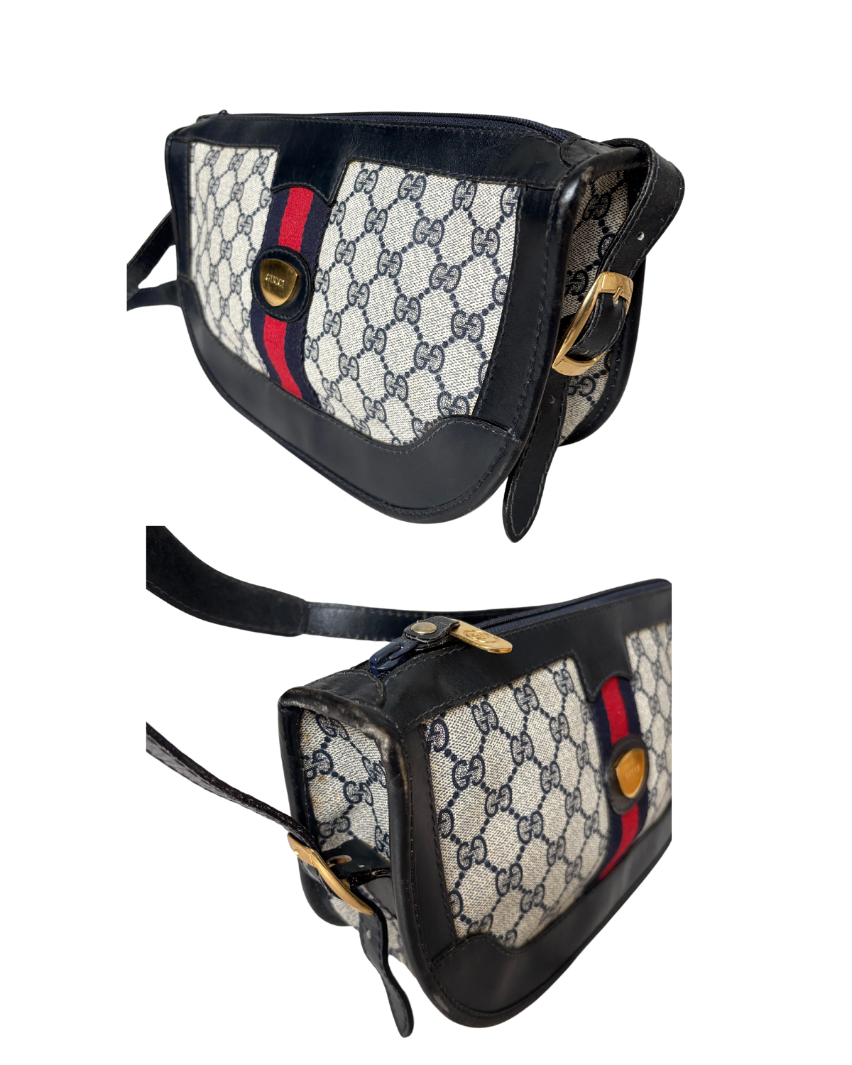 GUCCI GG Navy Supreme Vintage Shoulder Bag