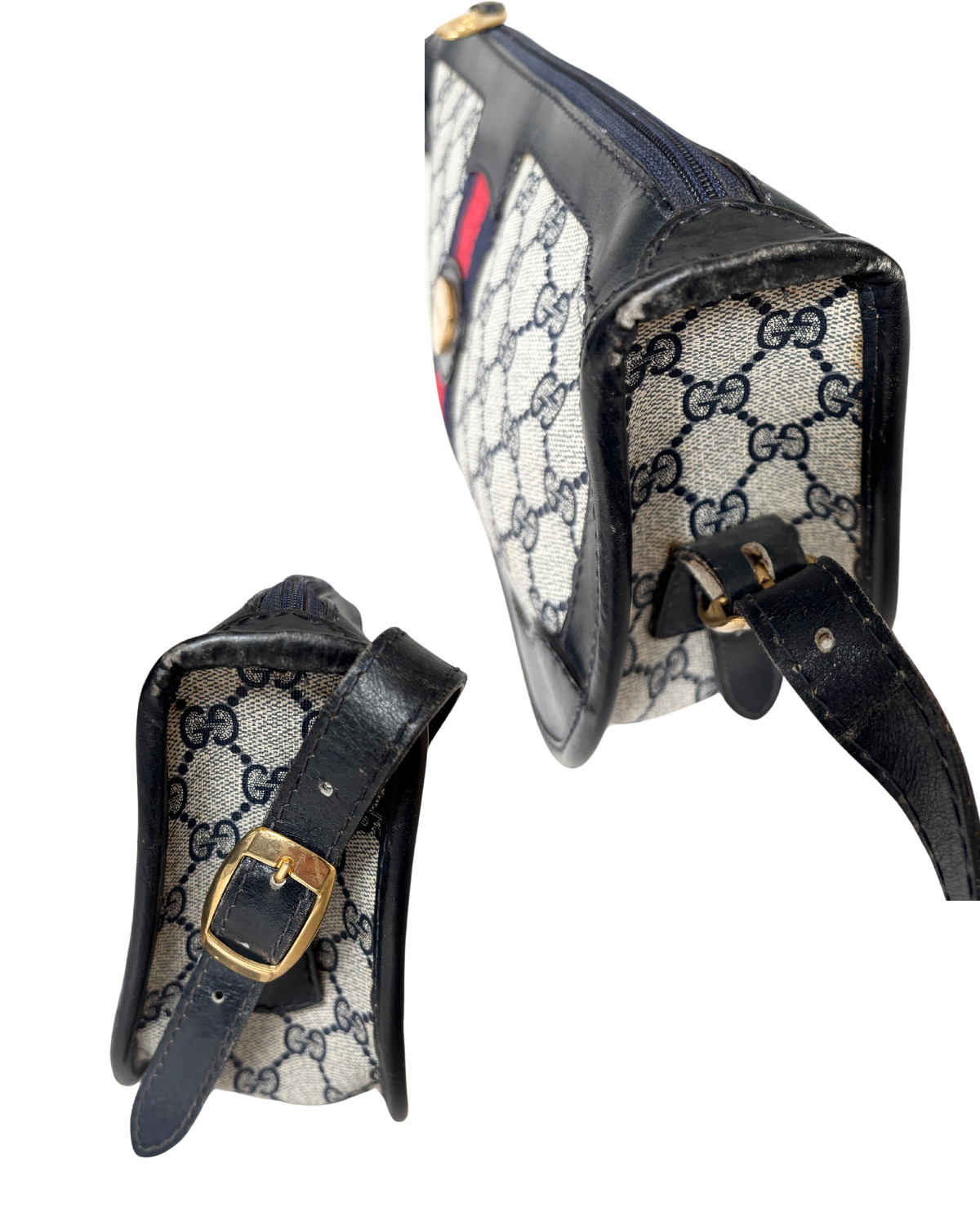 GUCCI GG Navy Supreme Vintage Shoulder Bag