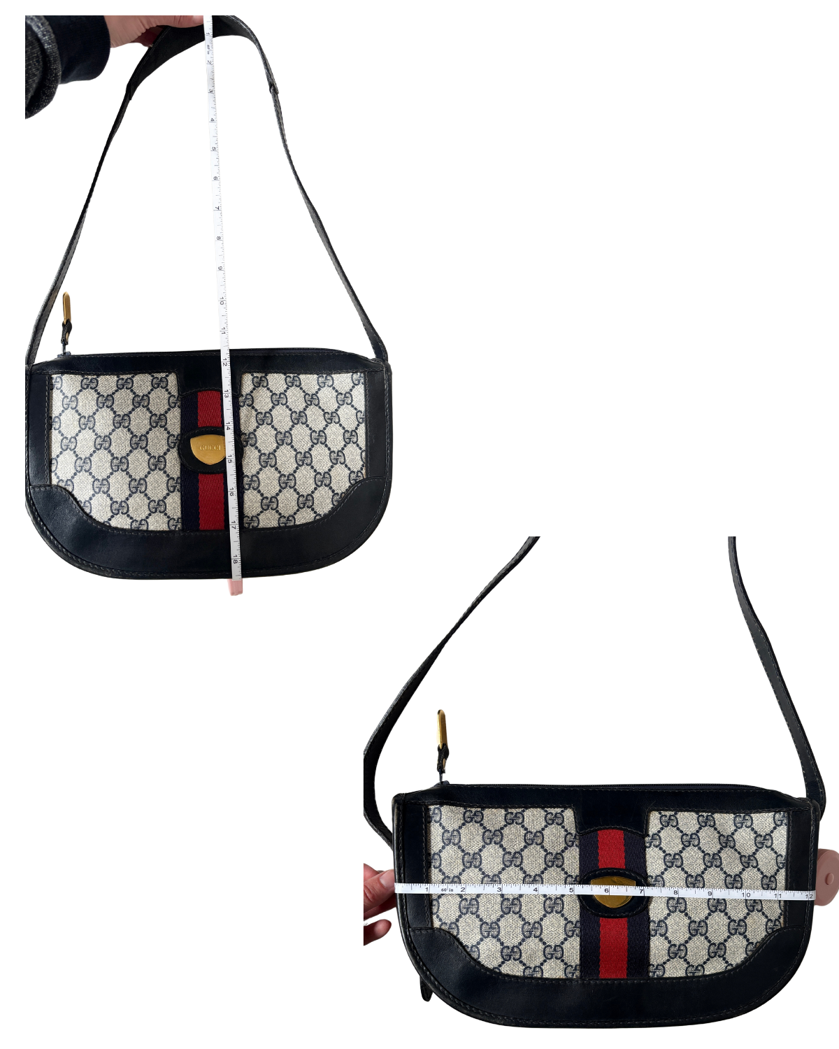 GUCCI GG Navy Supreme Vintage Shoulder Bag