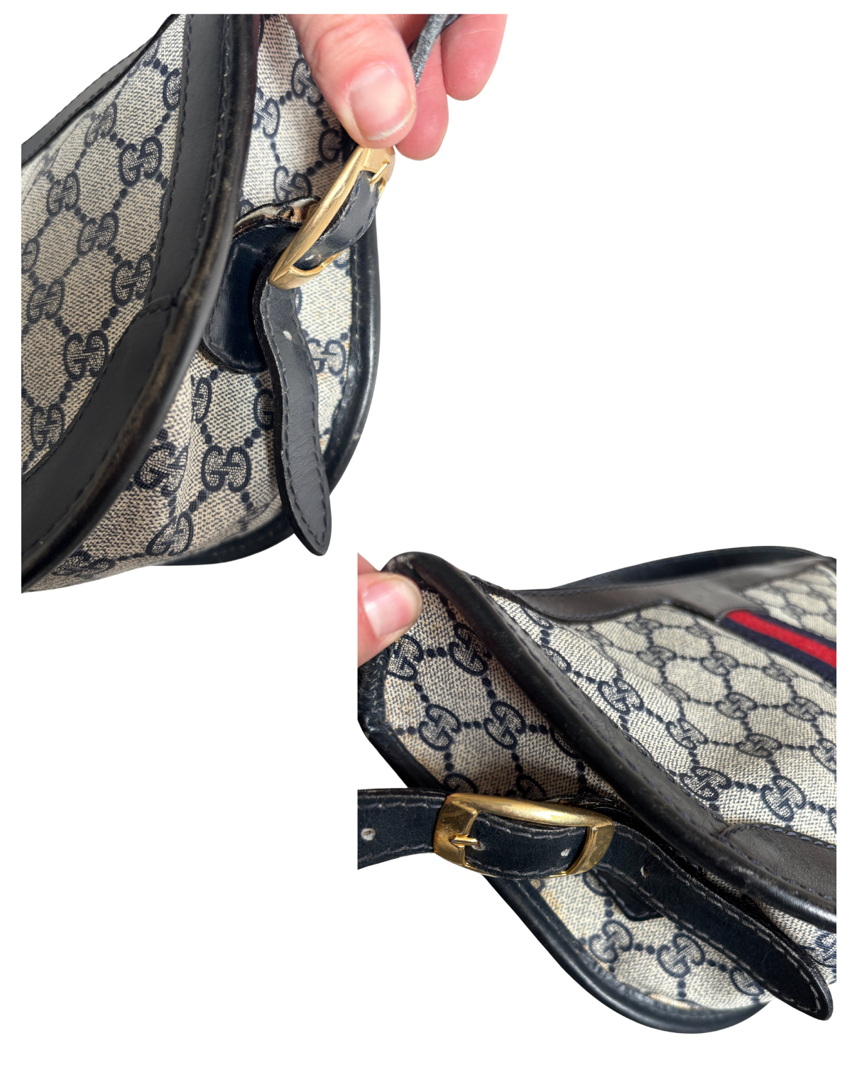 GUCCI GG Navy Supreme Vintage Shoulder Bag