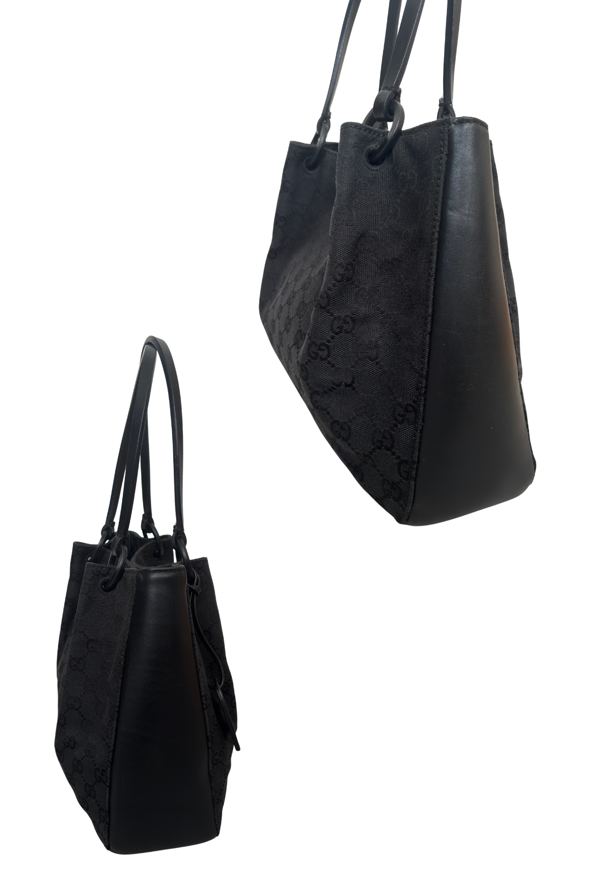 Gucci Black GG Fabric & Leather Tote with Pouch (2000's)